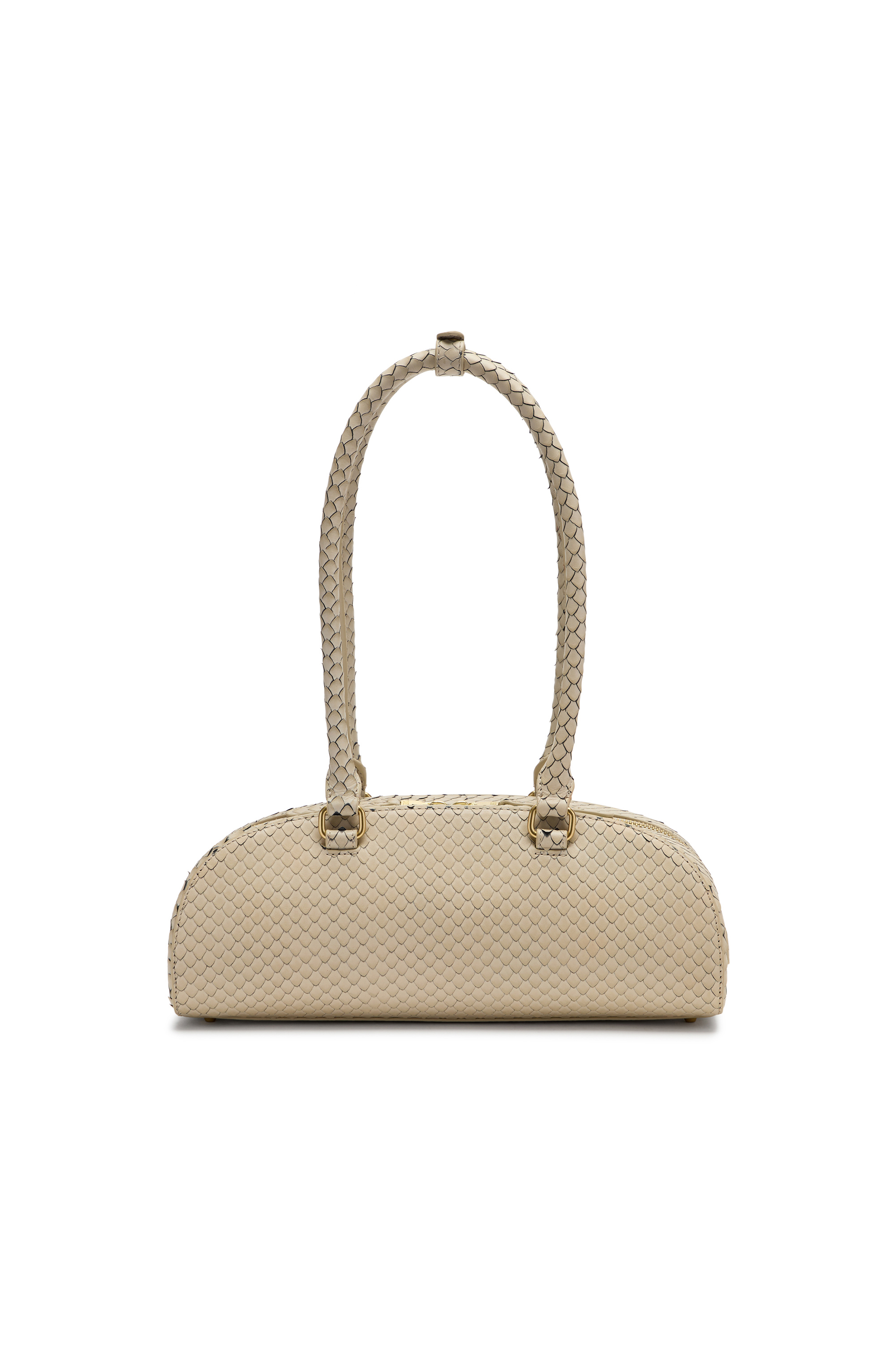 Diesel - 1DR DOME SHOULDER EW, Damen 1DR Dome-Langgezogene Bowlingtasche aus strukturiertem Leder in Beige - 4