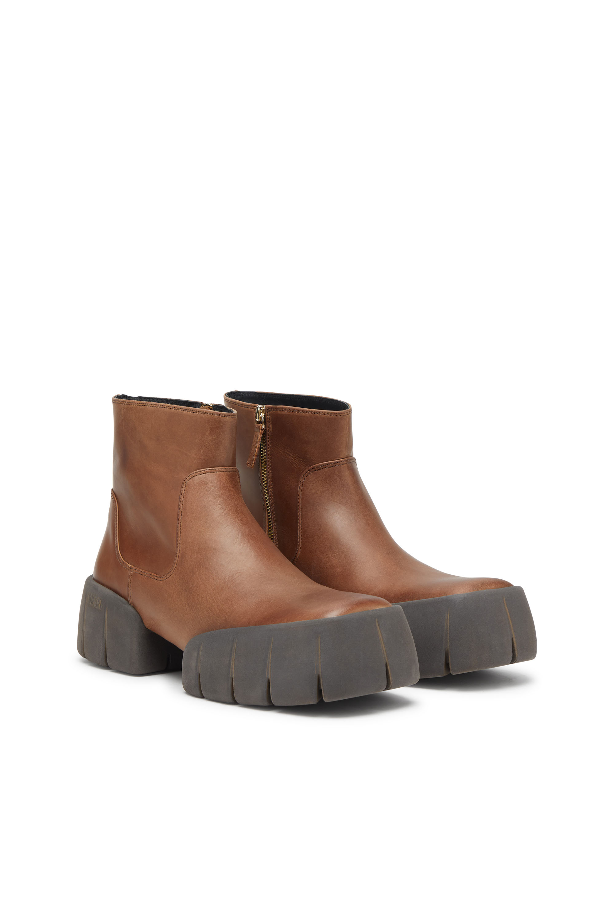 Diesel - D-TEX BT, Herren Stiefeletten aus Fetteleder mit geteilter Sohle in Braun - 3