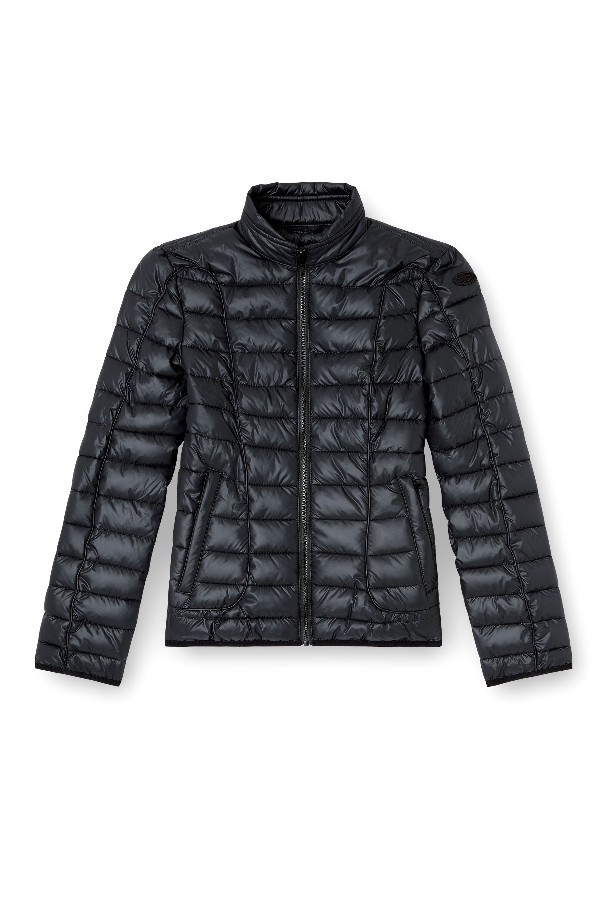 Diesel - W-PILOT-FEM, Damen Steppjacke mit Biker-Details in Schwarz - 3