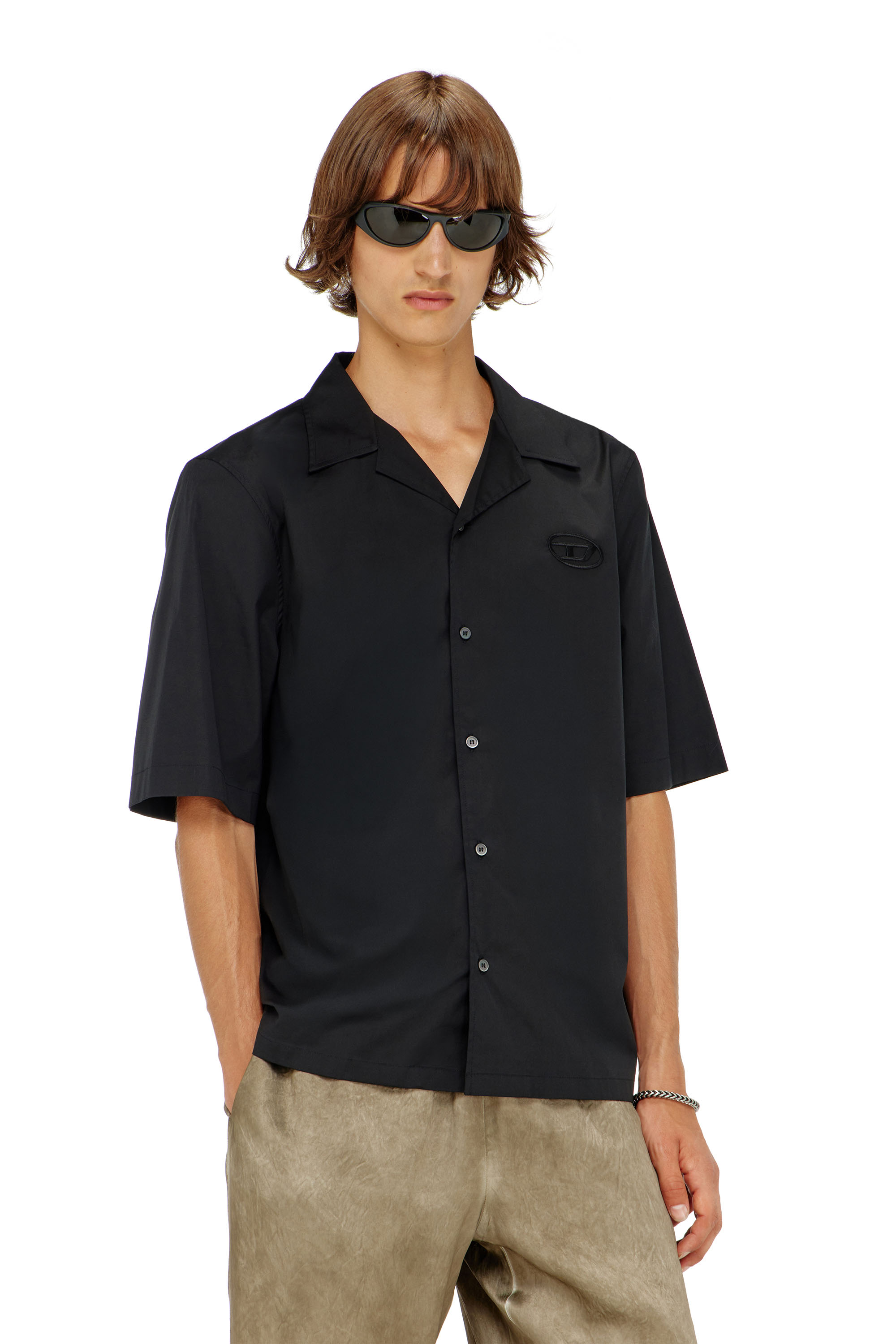 Diesel - S-MAC-GSBH, Herren Stretch-Popeline-Hemd mit Oval-D-Stickerei in Schwarz - 1