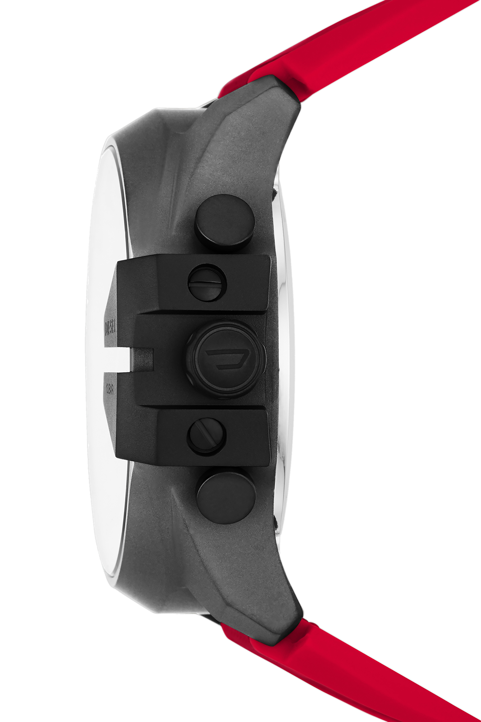 Diesel - DZ4551, Herren Mega Chief-Armbanduhr mit Analog-Digital-Uhrwerk und rotem Armband aus Nylon und Silikon in Rot - 3