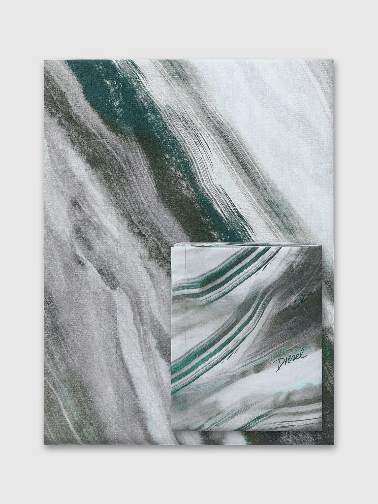 Diesel - 2003991 PCPP WATER ROCK 255X255 PR004, Unisex Bettbezug-Set WATERROCK in Grau/Grün - 1