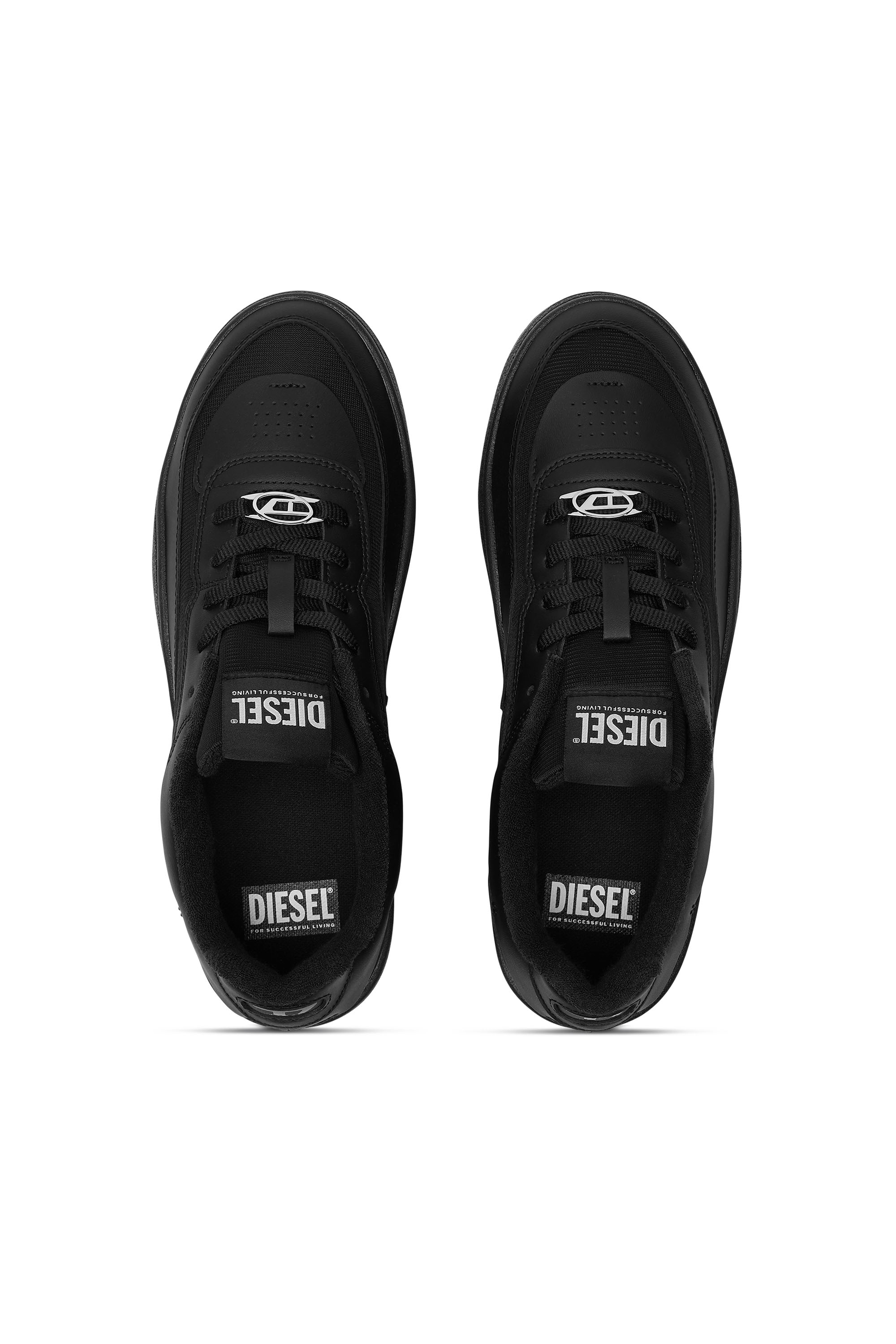 Diesel - S-OVAL SKATE LOW, Herren Sneakers aus Leder mit Einsatz aus Stoff in Schwarz - 5