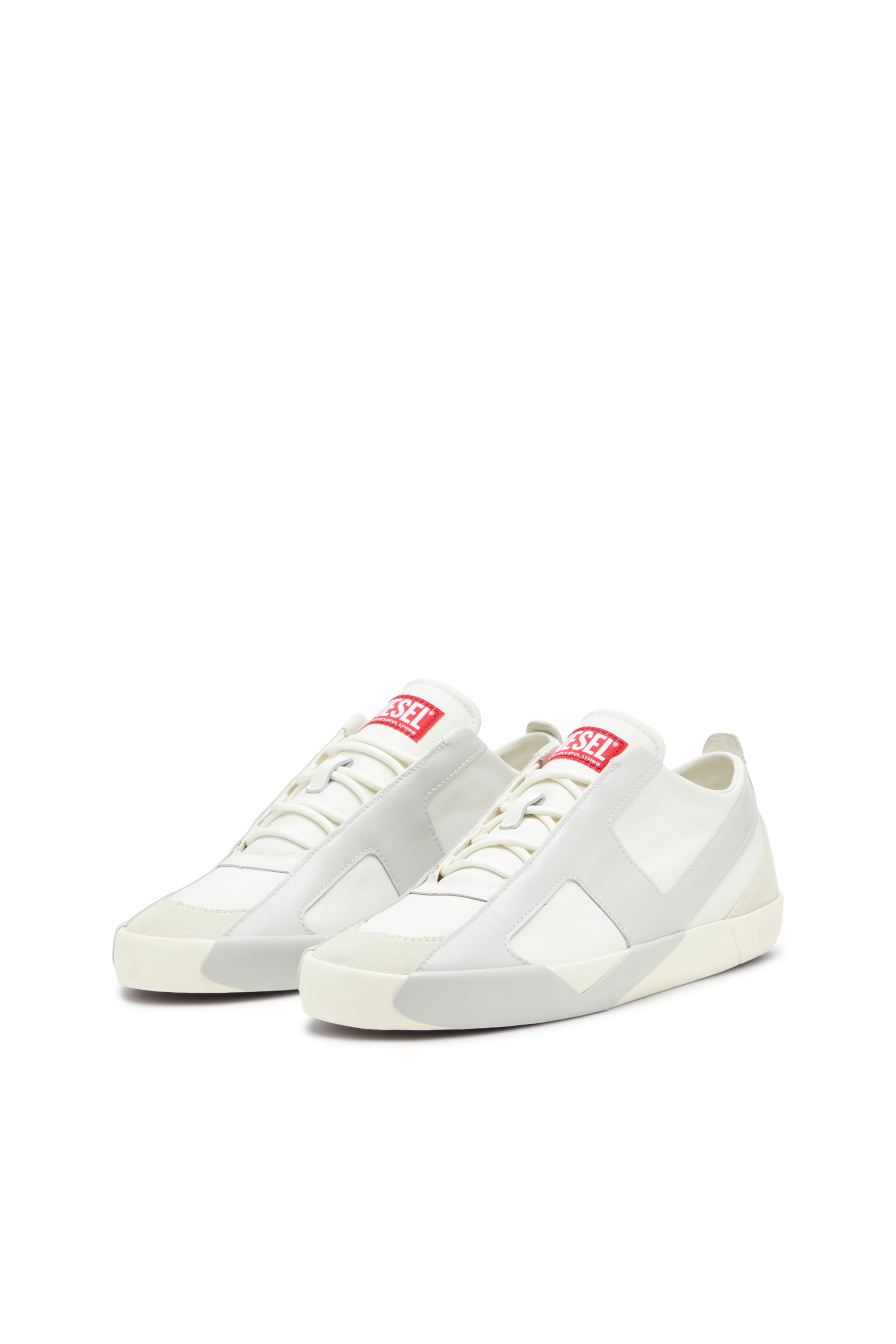 S-SLANTE-D LOW, Weiss/Grau Diesel - S-SLANTE-D LOW, Herren S-Slante-D-Sneaker aus Wildleder und Leder mit D-Logo in Weiss/Grau - 9
