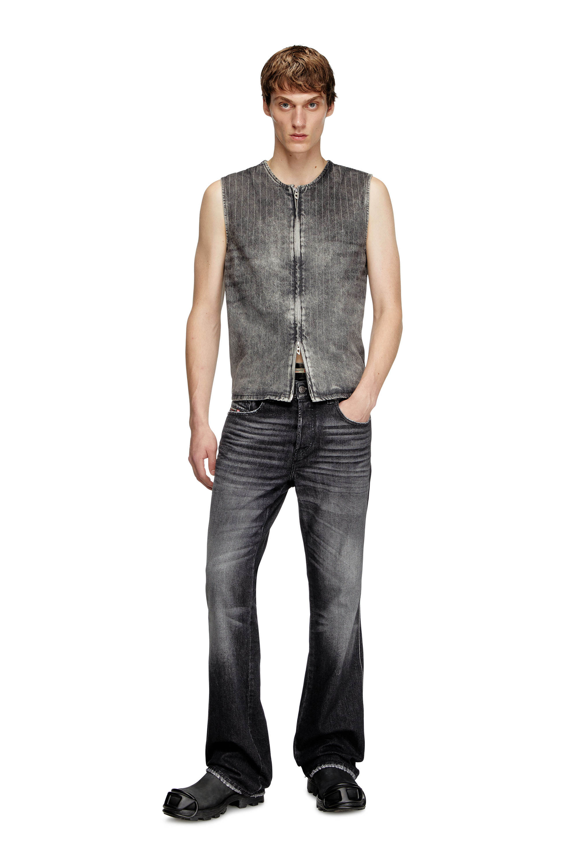 Diesel - D-SUND-S, Unisex Weste aus Denim mit Nadelstreifen in Grau - 1