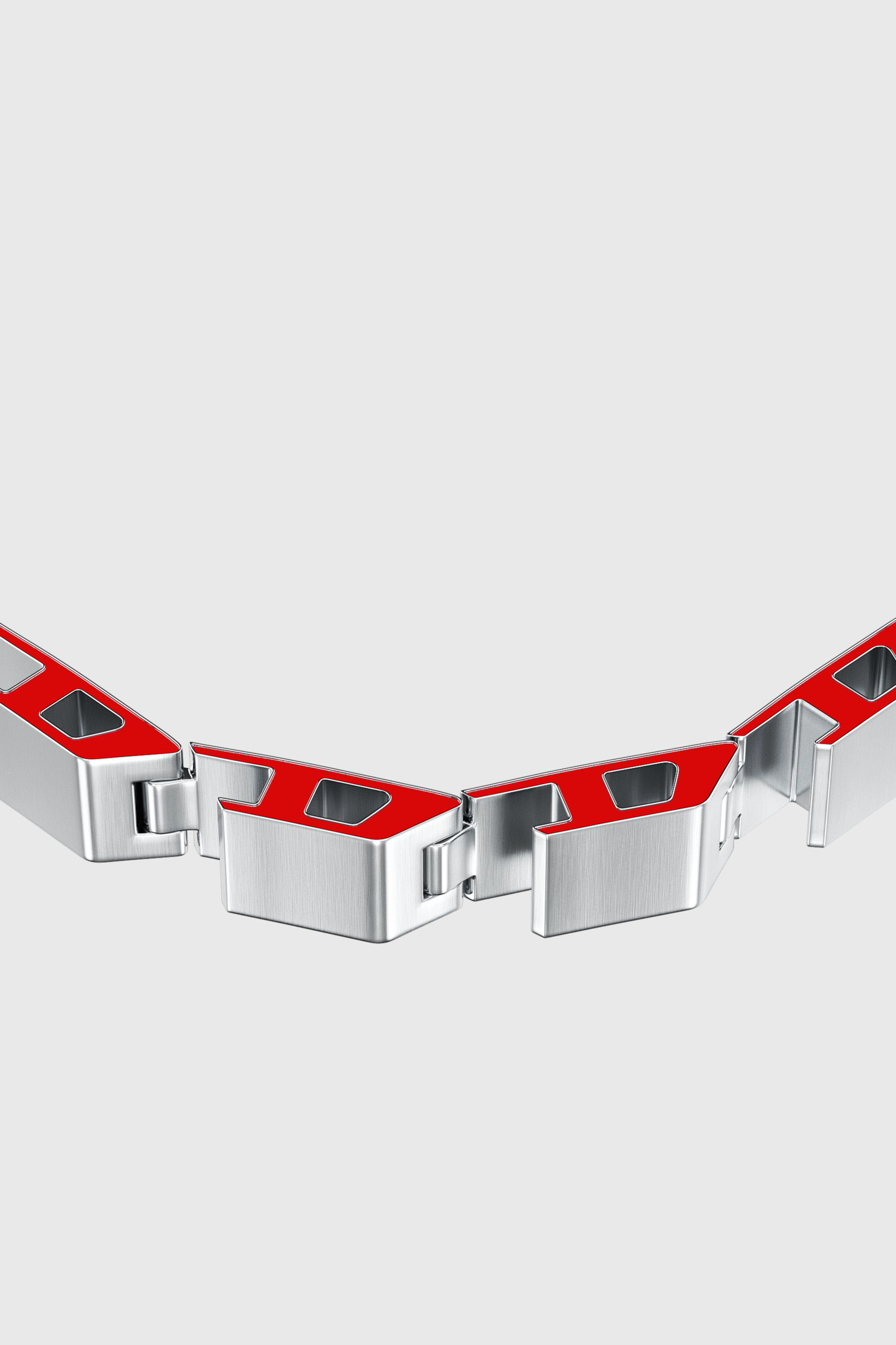 Diesel - DX1690040 JEWELLERY, Unisex Edelstahlarmband in Silber/Rot - 3