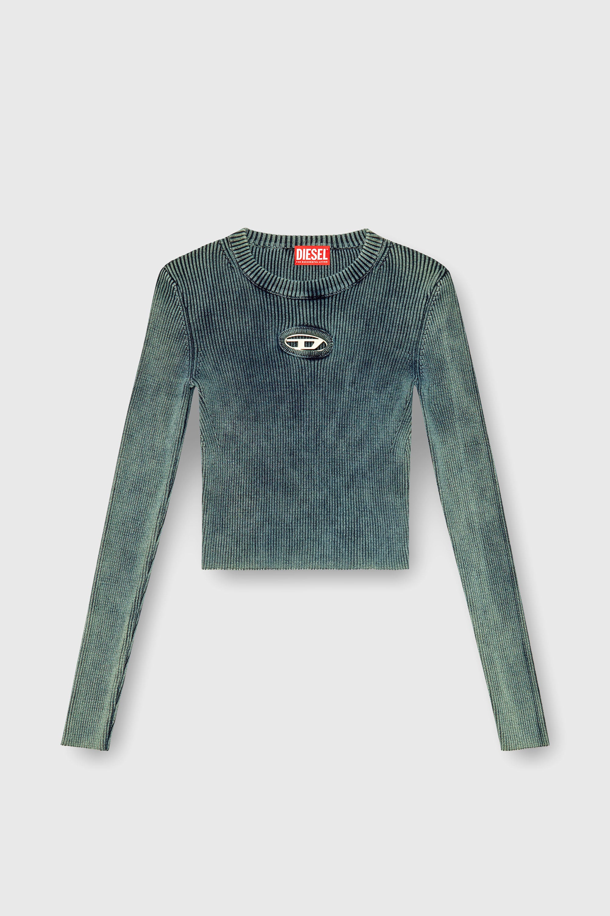 Diesel - M-ANCHOR-A, Damen Top aus Rippstrick mit Oval D in Dunkelblau - 2