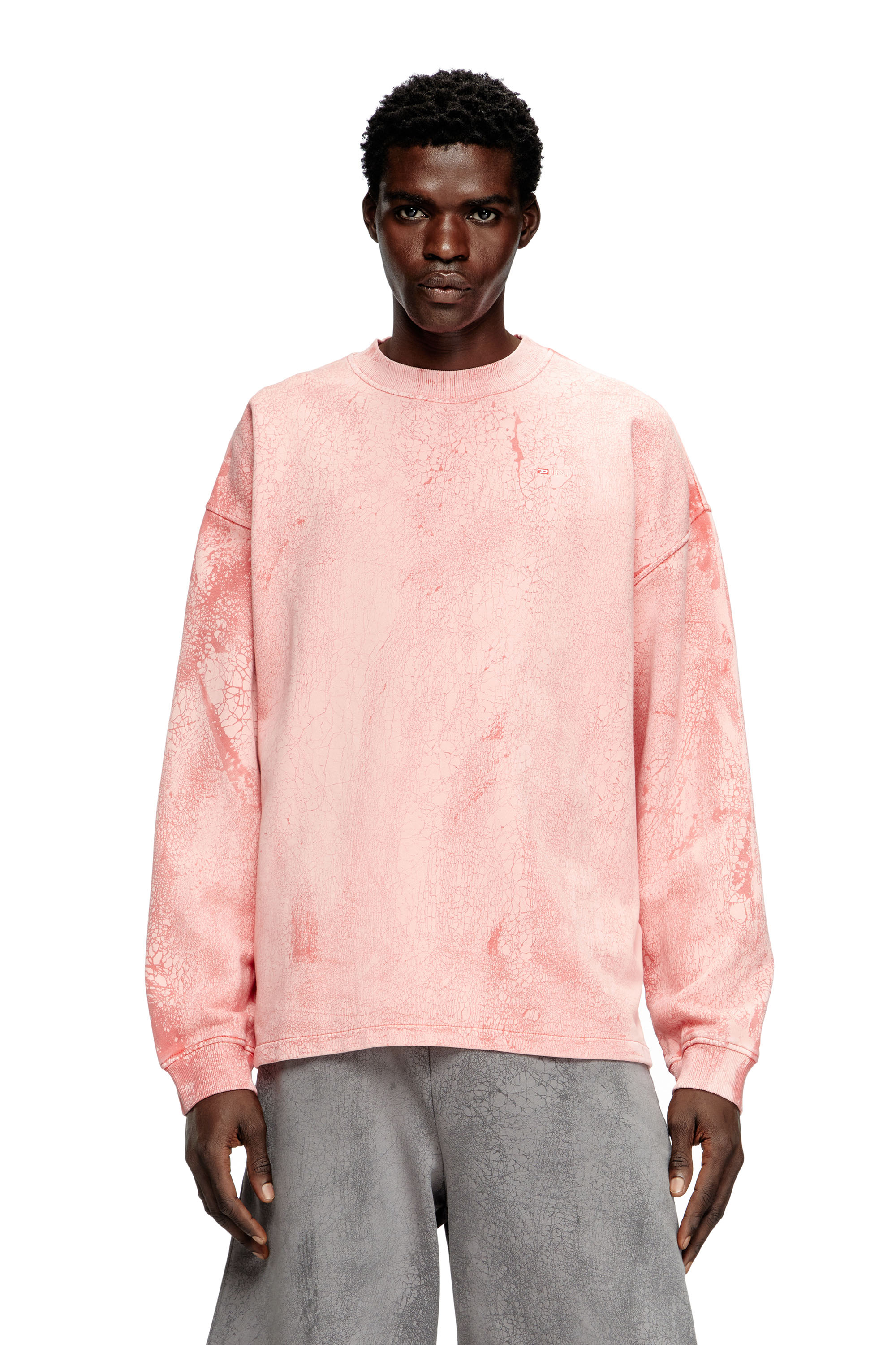 Diesel - S-BAXT-T1, Herren Gerissenes Sweatshirt mit Mikro-Logo in Rosa - 1