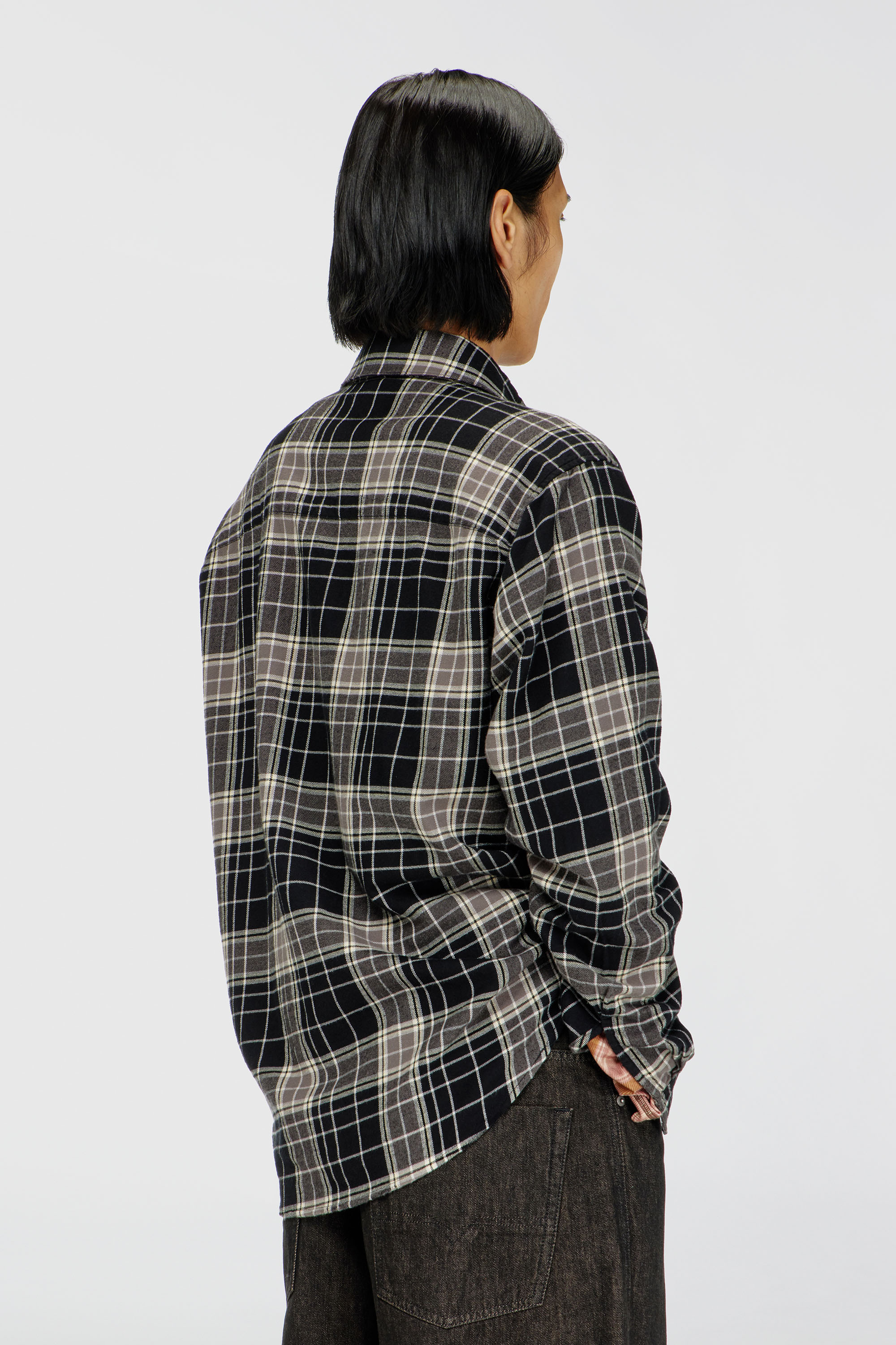 Diesel - S-SIMPLY-HNBI, Herren Hemd aus soprtlich karierter Flanell mit distressed look in Schwarz/Grau - 4