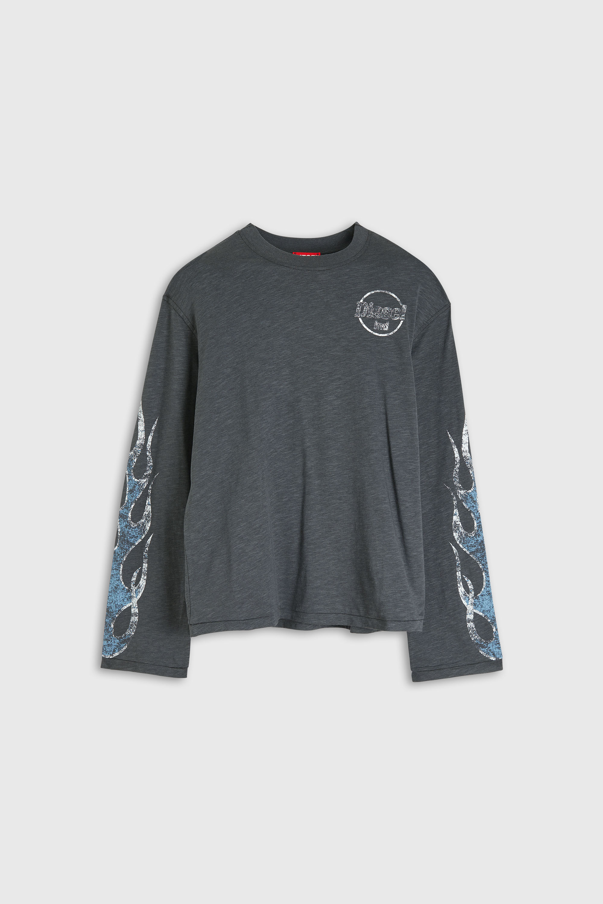 Diesel - T-HILARY-LS-B3, Damen Langarm-T-Shirt aus Slub-Jersey mit crack print in Dunkelgrau - 2