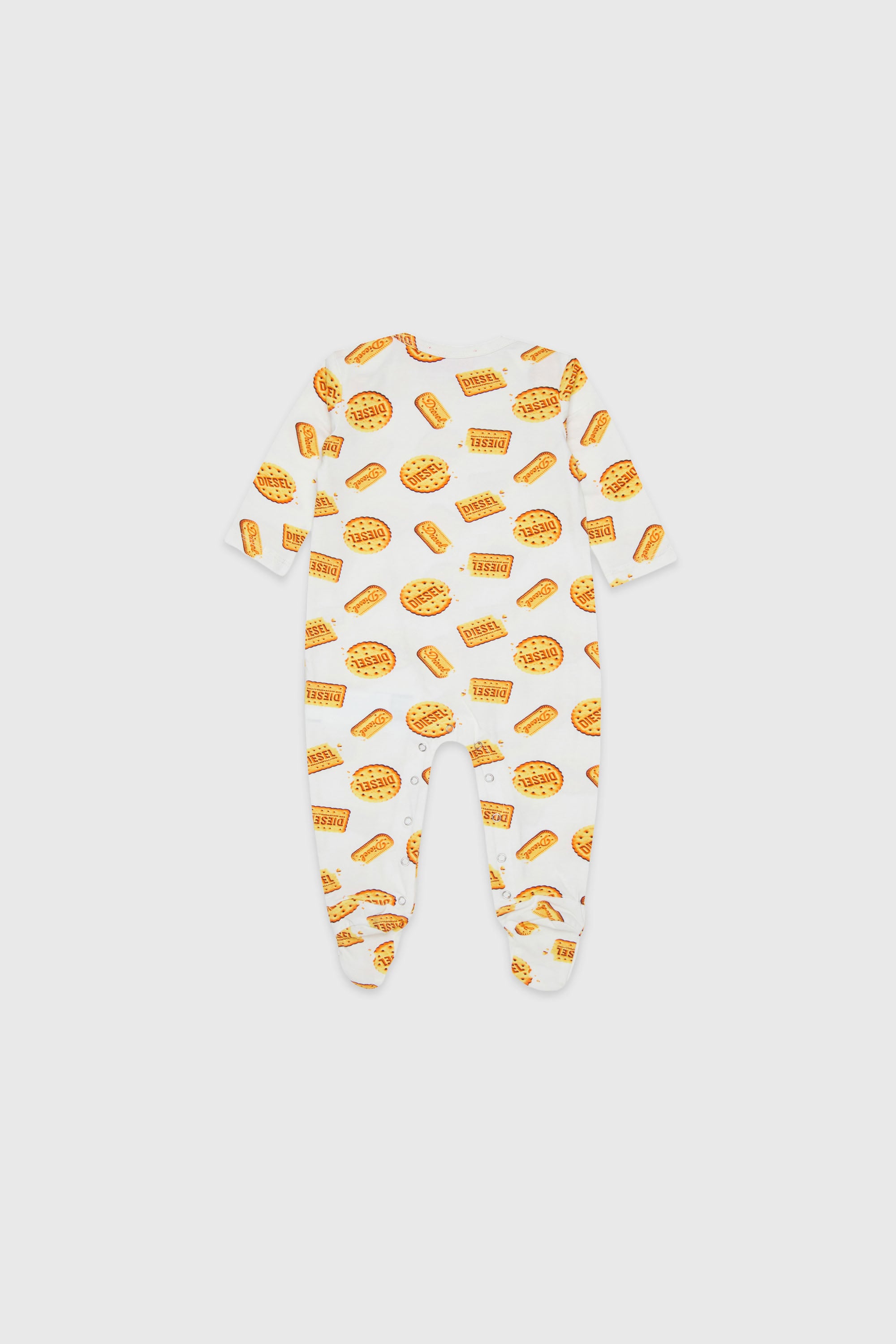 Diesel - UNNY-NB, Unisex's Newborn jumpsuit with Diesel biscuit print in White - 2