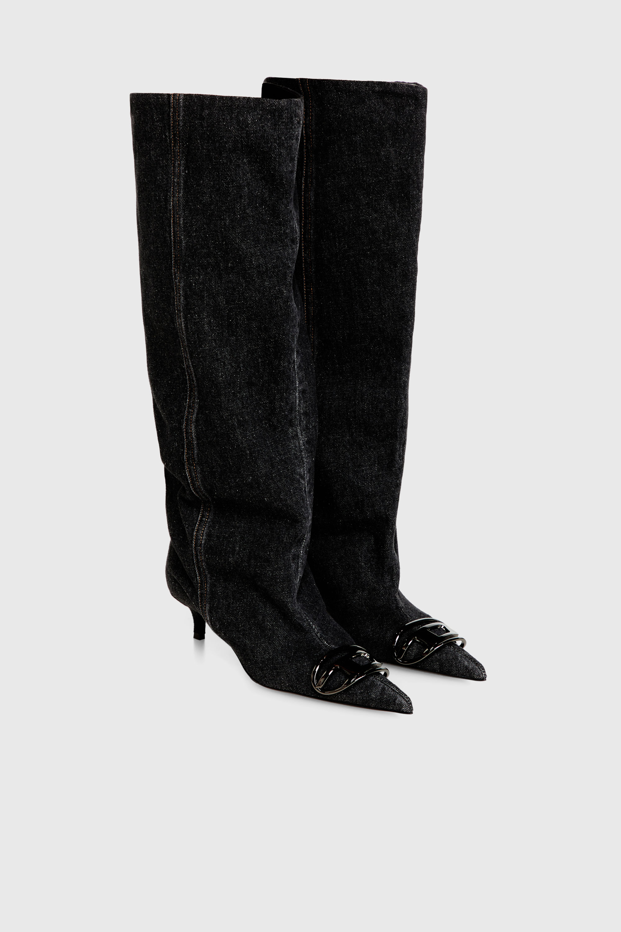 Diesel - D-VENUS KB SLOUCHY, Damen D-Venus - Stiefel mit weitem Schaft aus Denim, knielang in Schwarz - 2