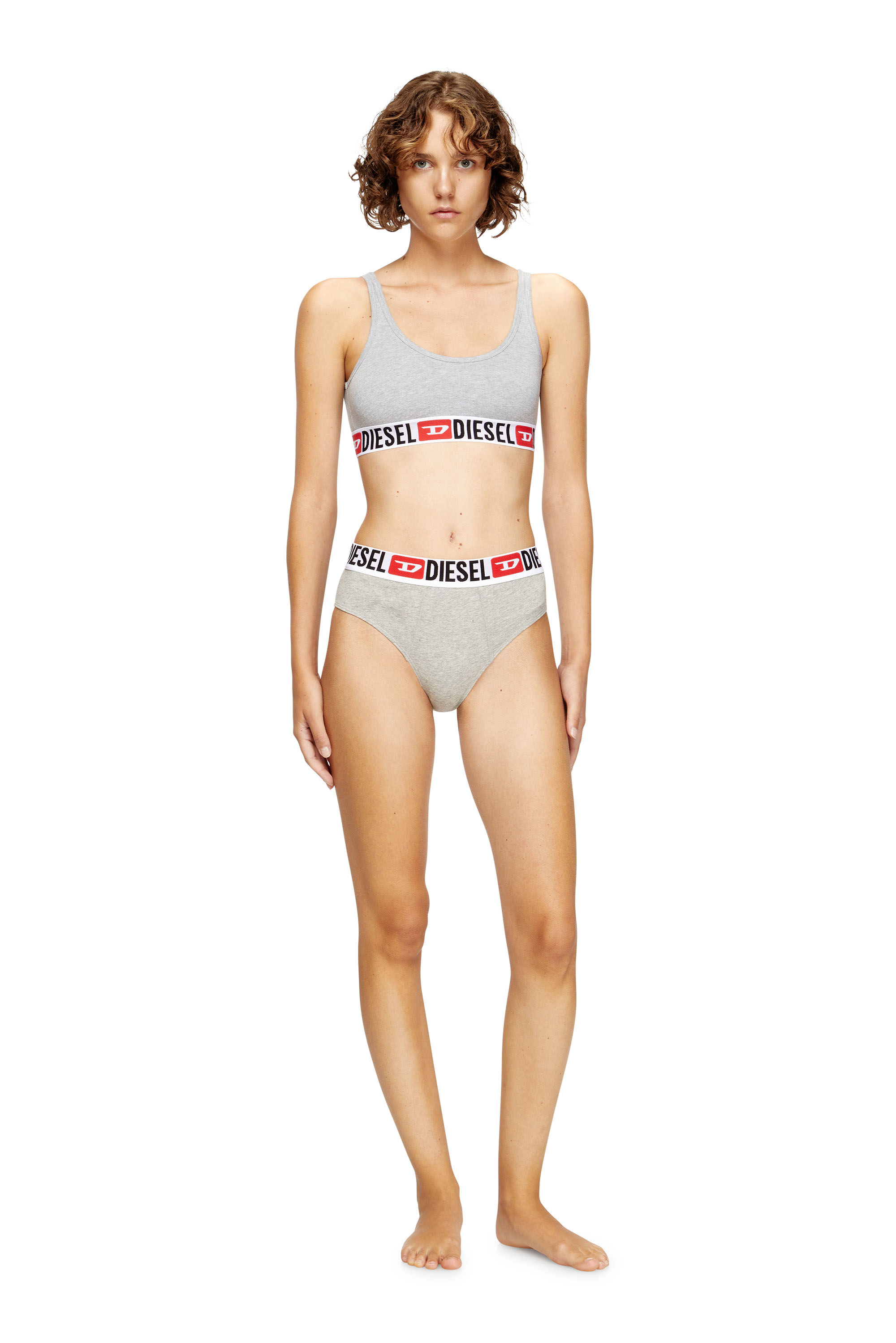 Diesel - UFSB-ORIBA, Damen Bralette mit Logoband in Grau - 2
