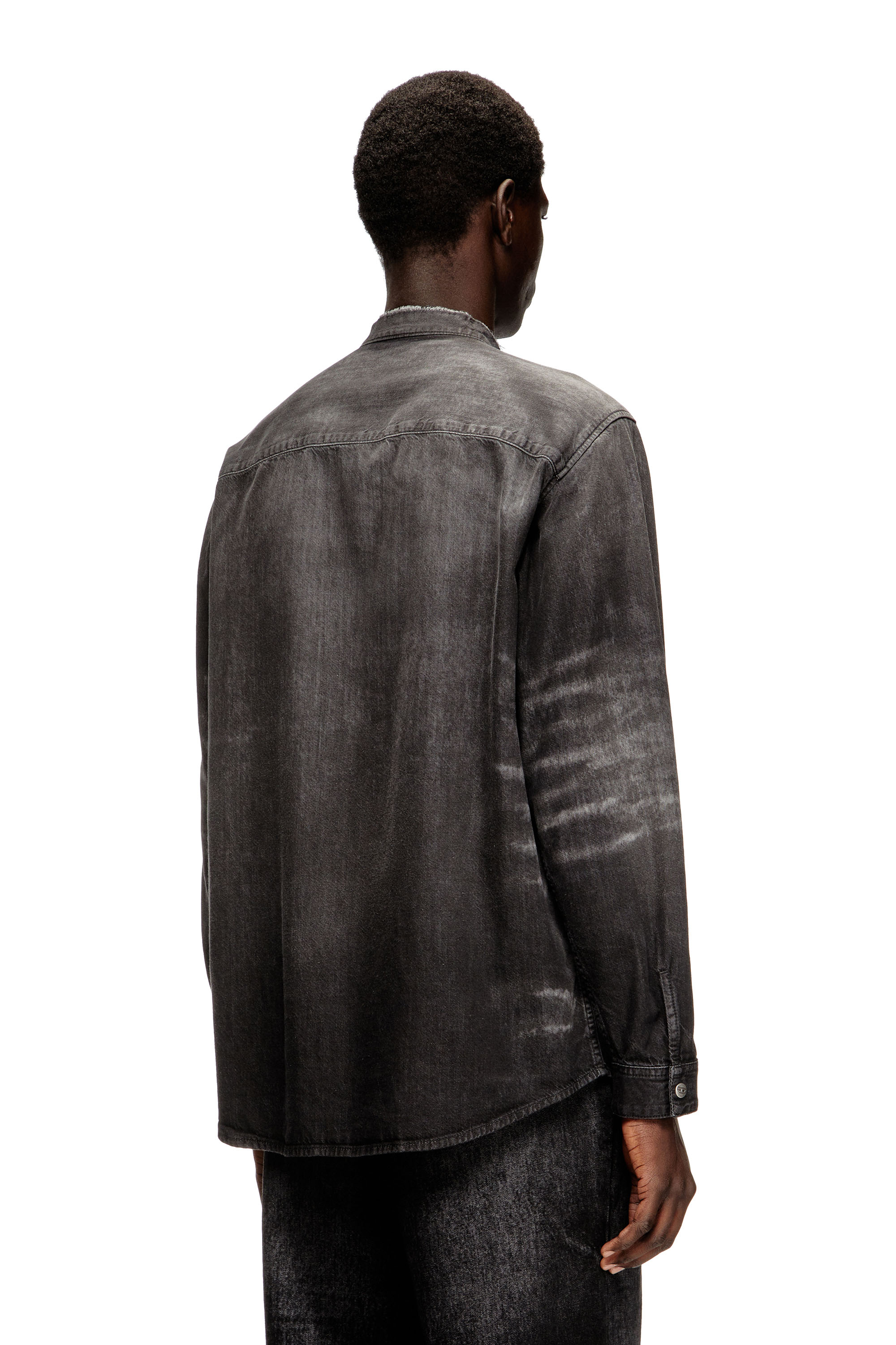 Diesel - D-SIMPLY-FSH, Herren Hemd aus vielgetragenem Wabenmuster-Denim in Grau - 4