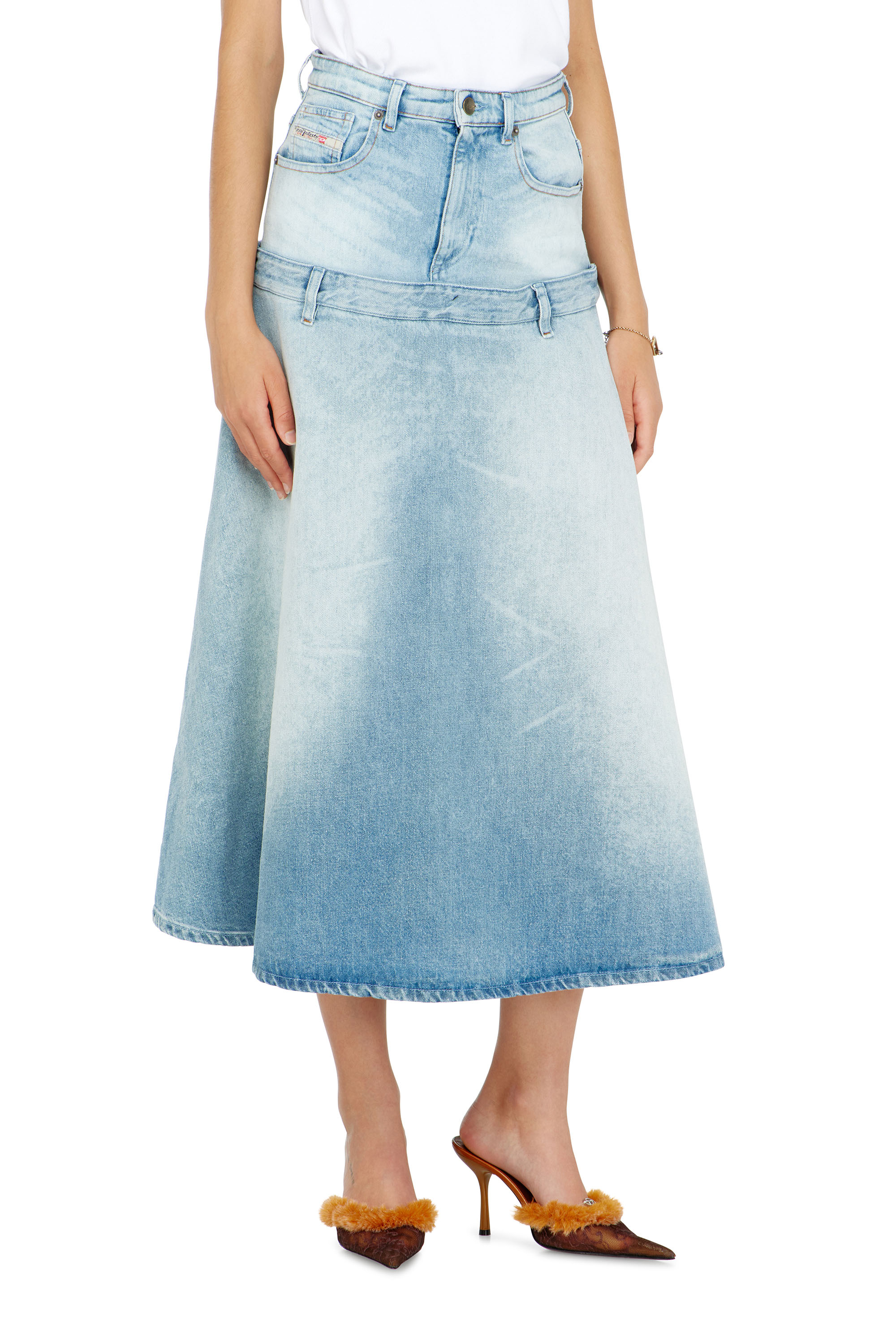 Diesel - DE-VORYA-S, Damen Jeansrock mit Lagen-Design in Hellblau - 2