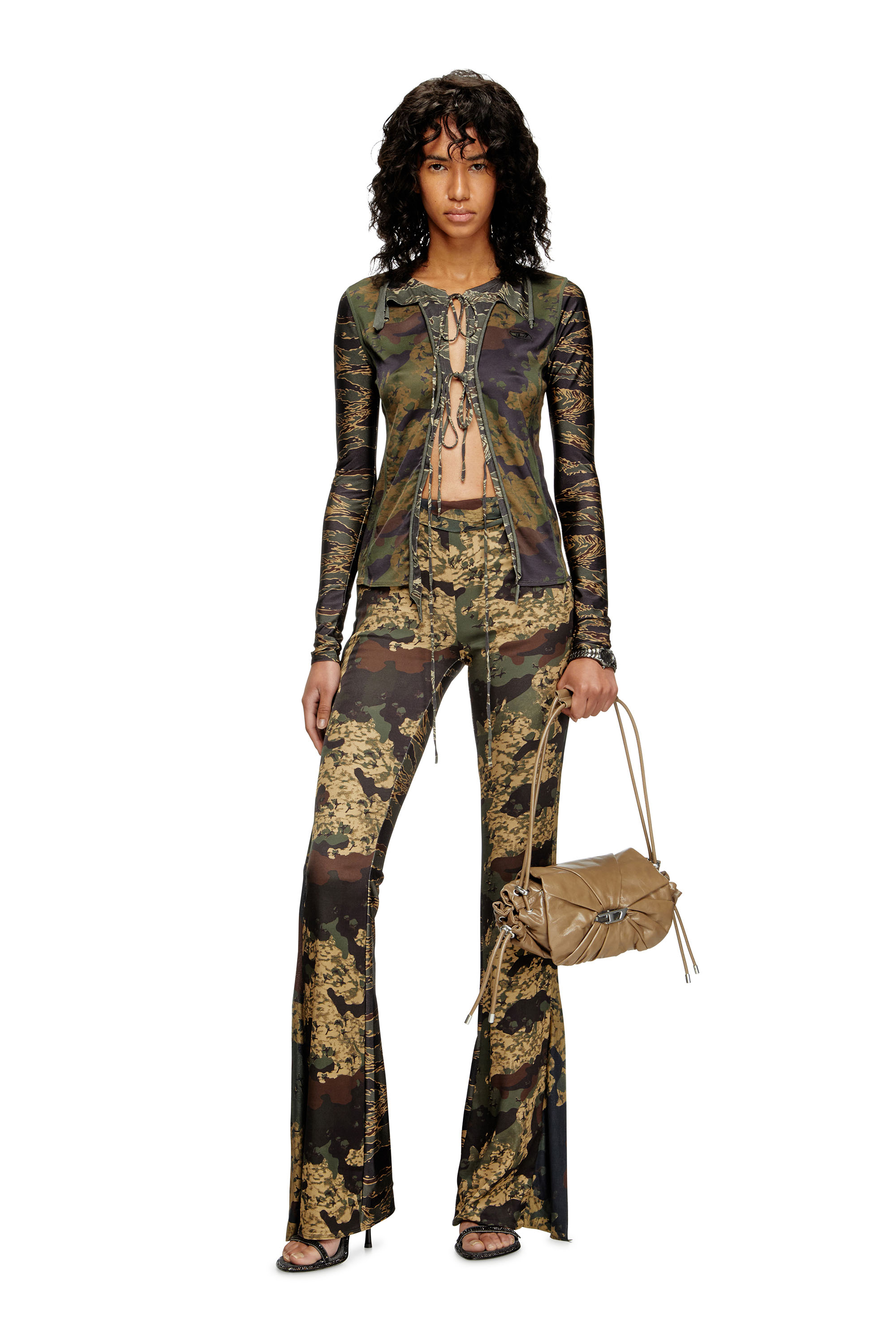 Diesel - P-AFFAL, Damen Jazz-Hose mit gemischten Camo-Prints in Armeegrün - 1