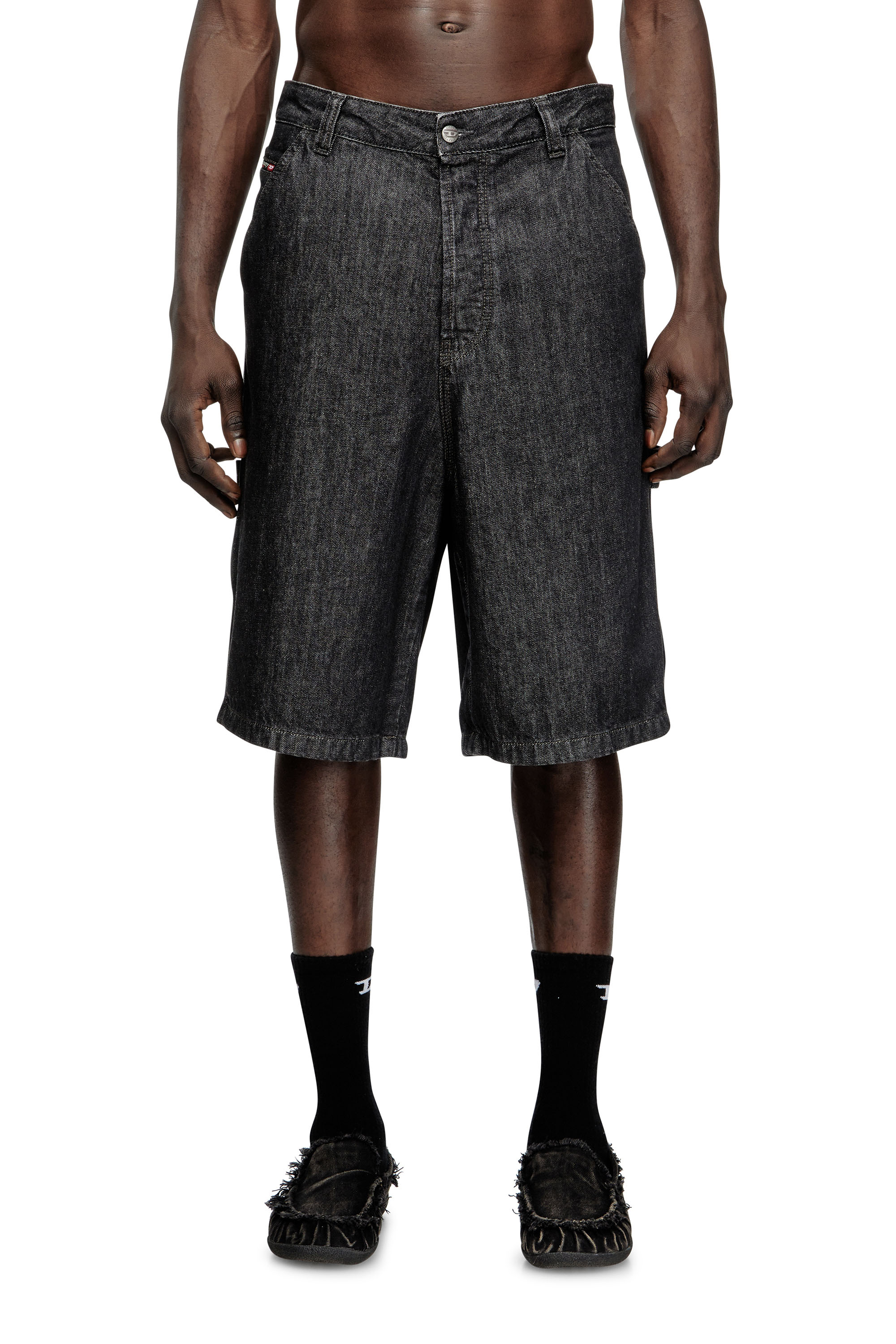 Diesel - D-LIVERY-W-SHORT, Herren Shorts aus Rinse-Wash-Denim in Schwarz/Dunkelgrau - 1