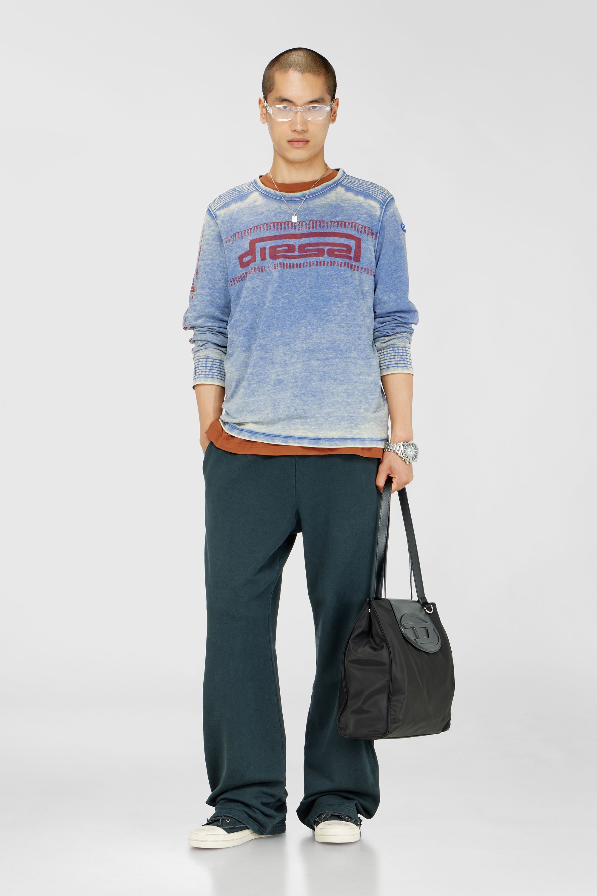 Diesel - P-MARTAINS-CRYSTALS, Herren Verwaschene Sweatpants mit Kristalldetails in Dunkelgr&uuml;n - 1