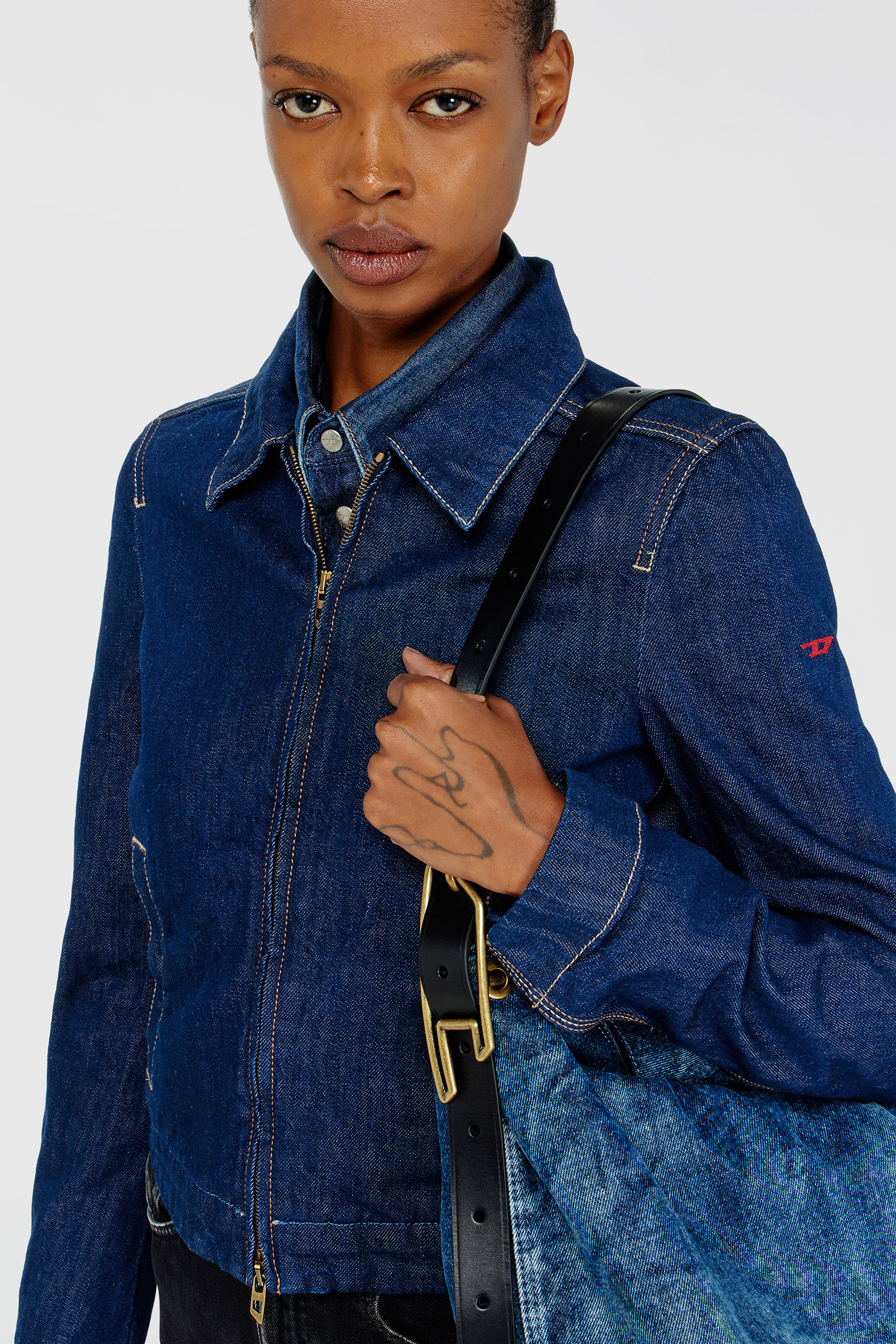 Diesel - DE-CORB, Damen Coach-Jacke aus rinse denim in Dunkelblau - 5