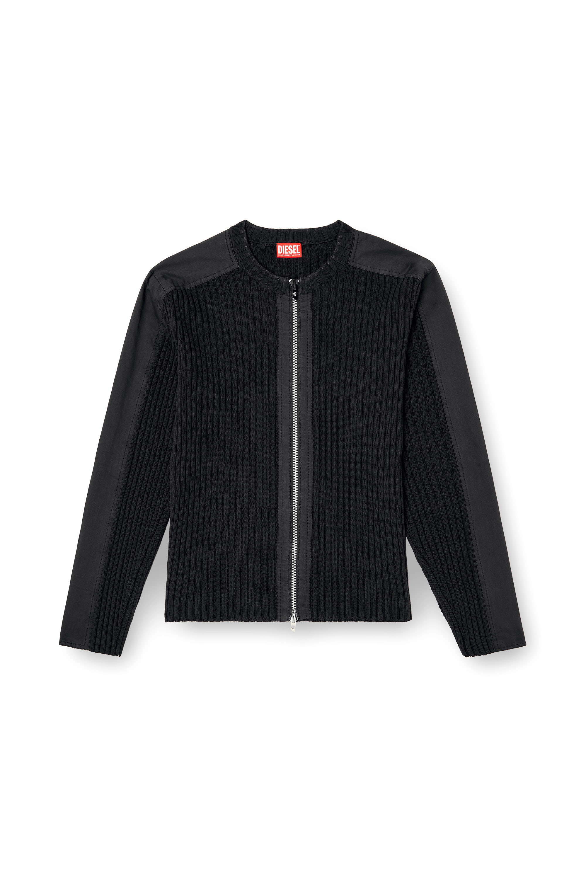 Diesel - K-MATTY, Herren Rei&szlig;verschluss-Cardigan mit Utility-Eins&auml;tzen in Schwarz - 3