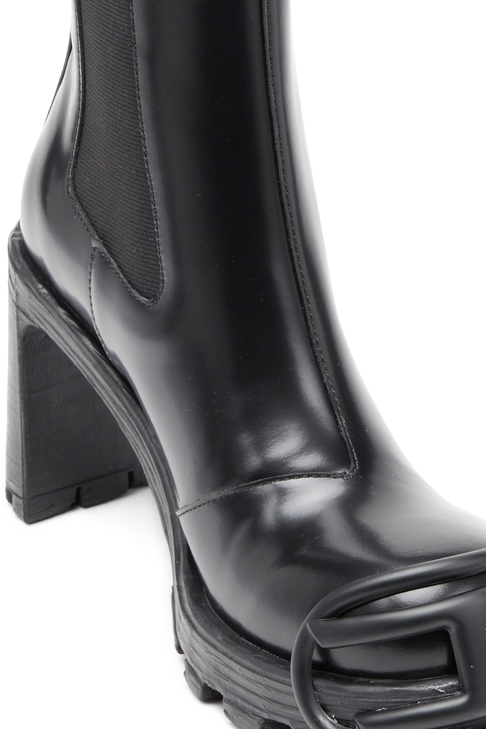 Diesel - D-HAMMER CH D W, Damen D-Hammer-High-Heel-Stiefel mit Oval D-Plakette in Schwarz - 6