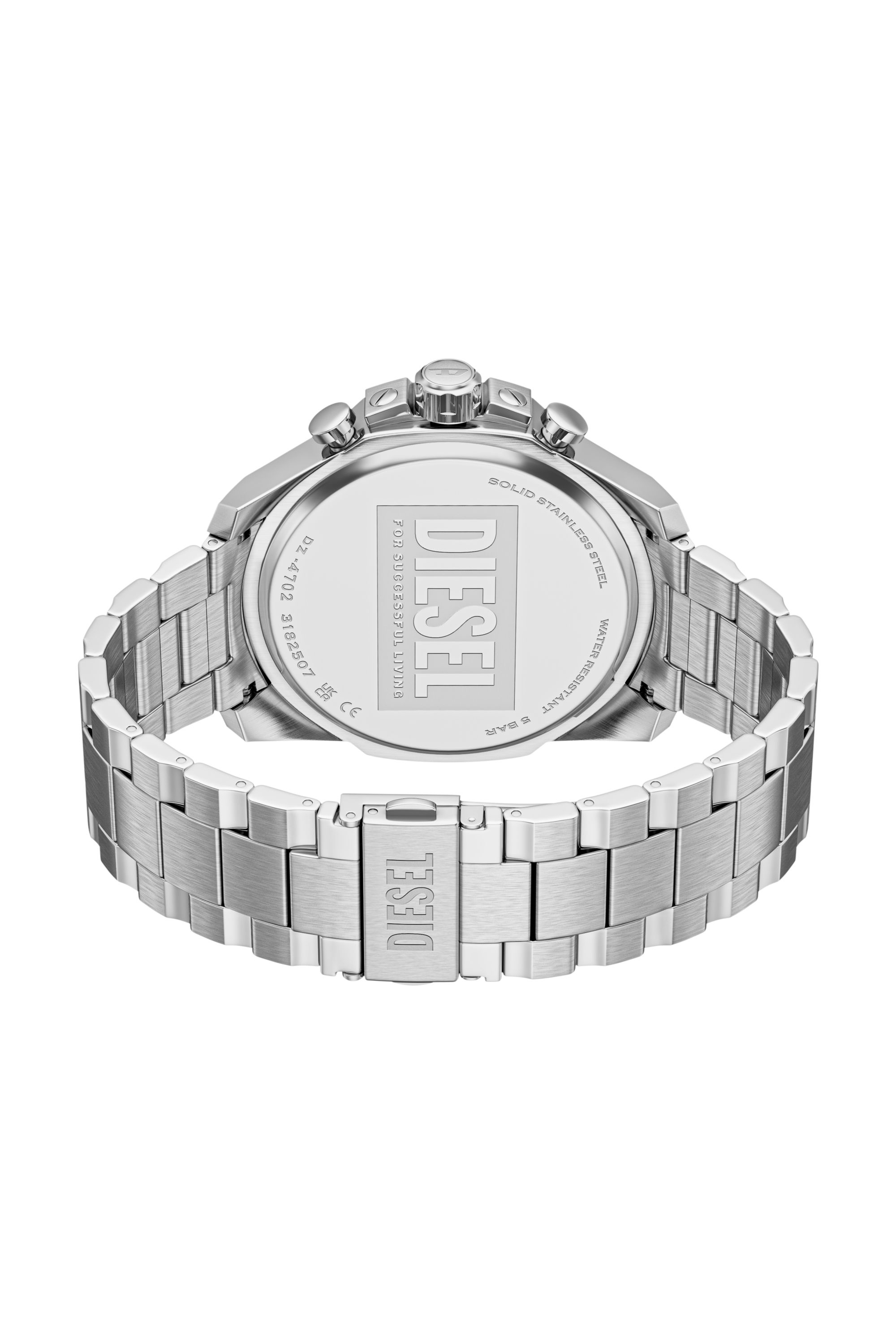 Diesel - DZ4702 WATCH, Herren Mega Chief Slim Edelstahl-Uhr in Silber - 5
