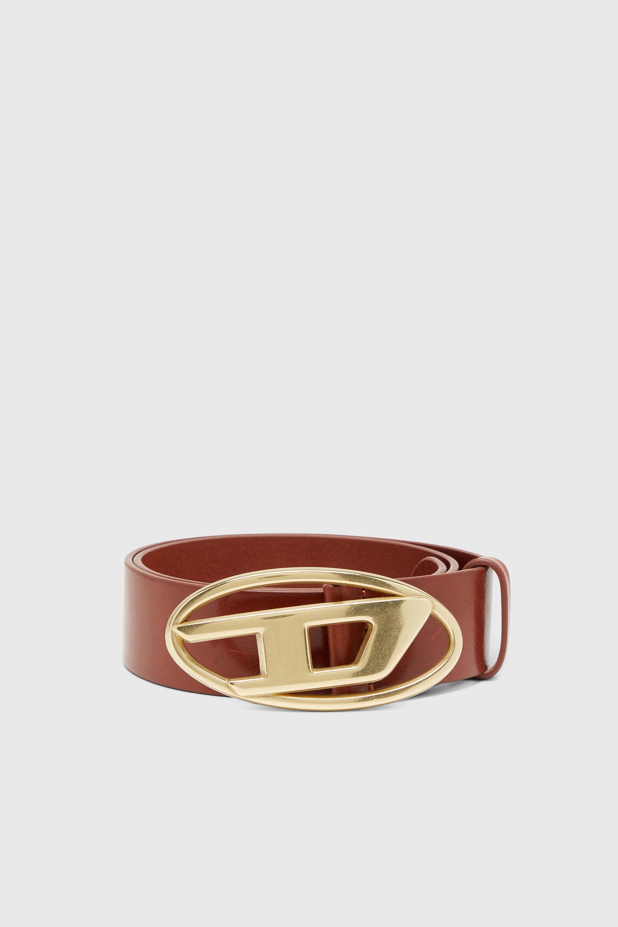 Diesel - B-1DR W, Unisex 4 cm Lederg&uuml;rtel mit ovaler D-Schnalle in Braun/Gold - 1