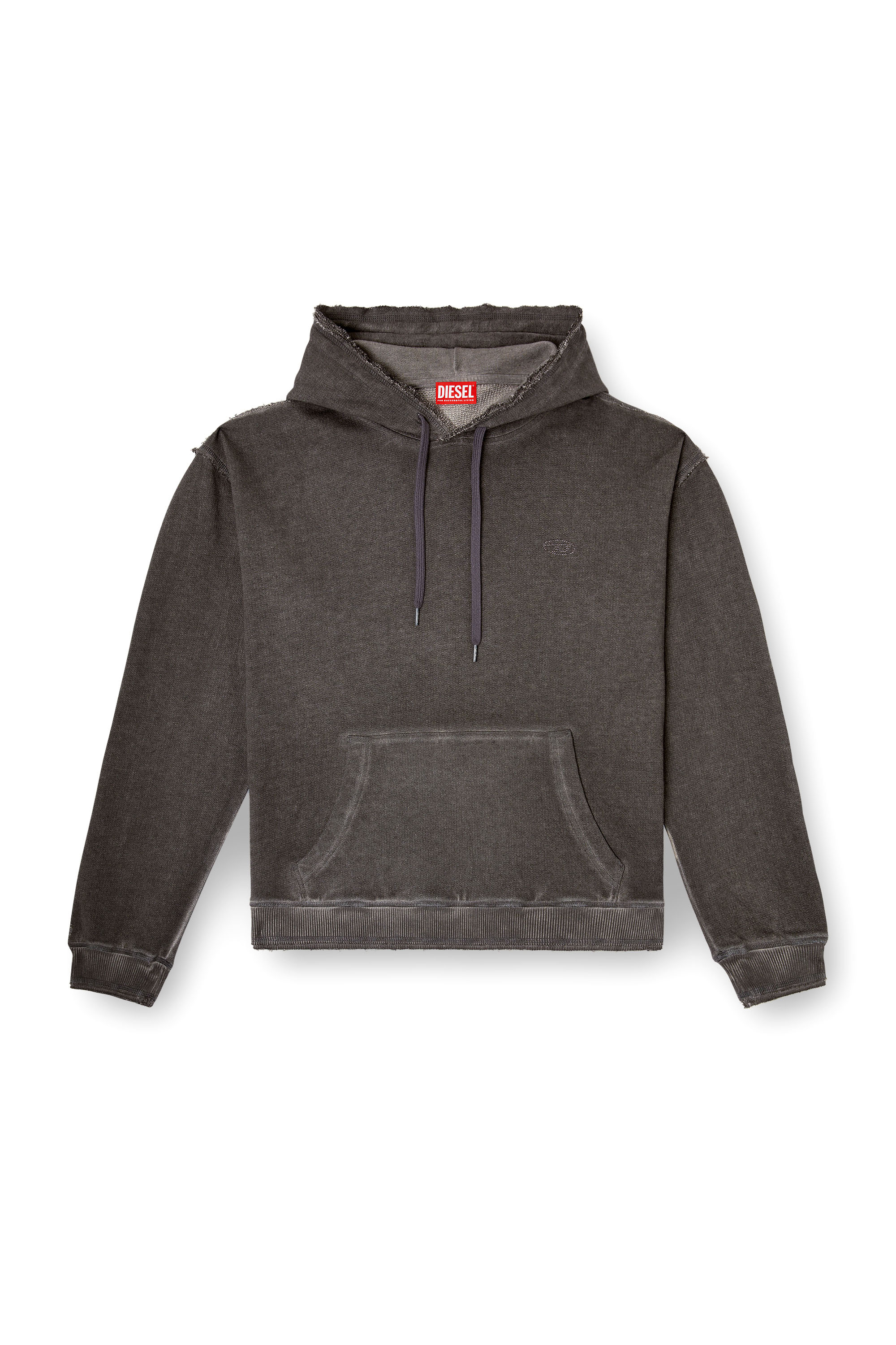 Diesel - S-QUINN-HOOD, Herren Hoodie mit Print und Nieten in Grau - 2