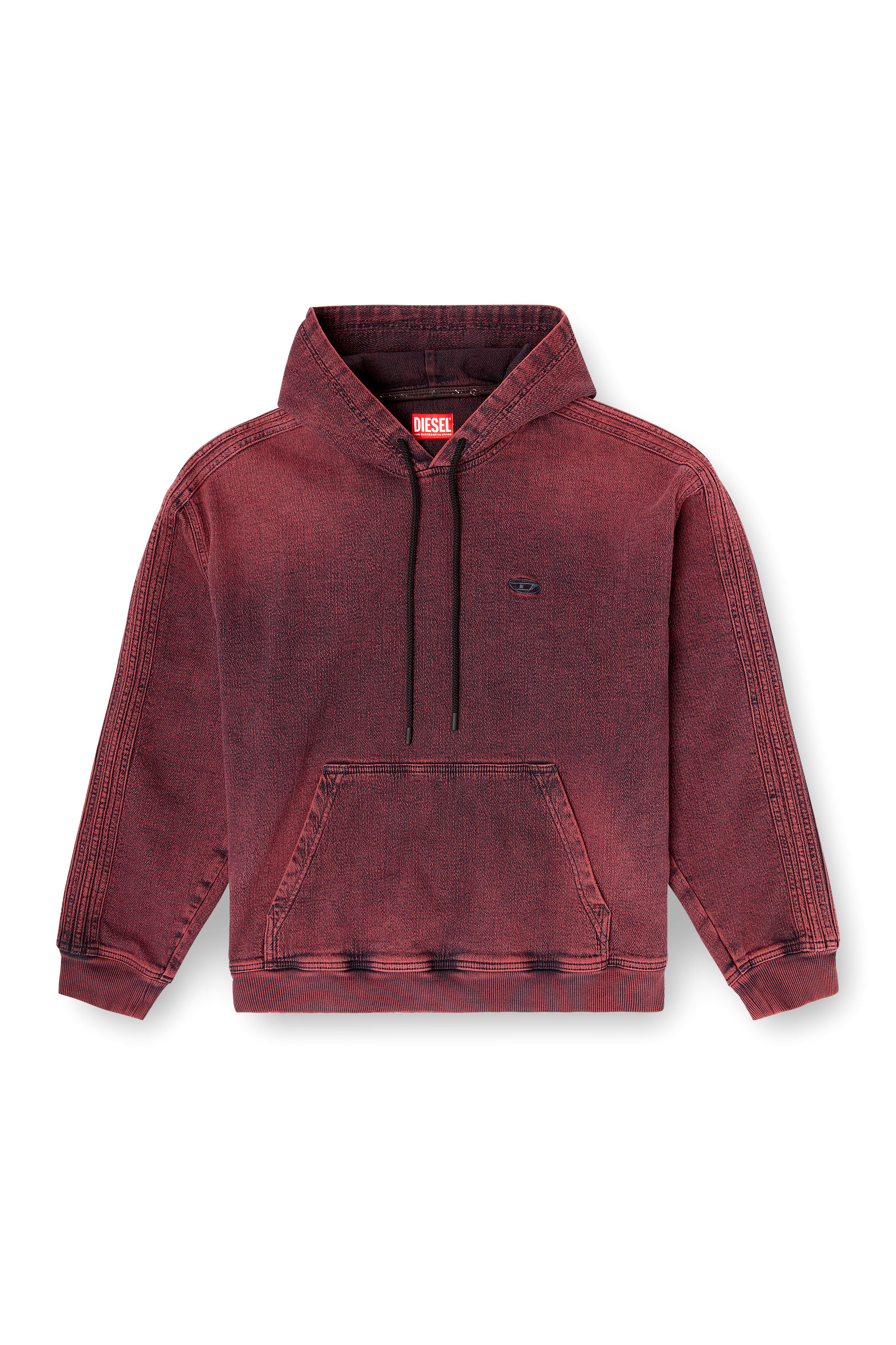 Diesel - D-UM-RIB-HORSE, Herren Hoodie aus indigoblauem Track-Denim mit Logo in Rot - 2