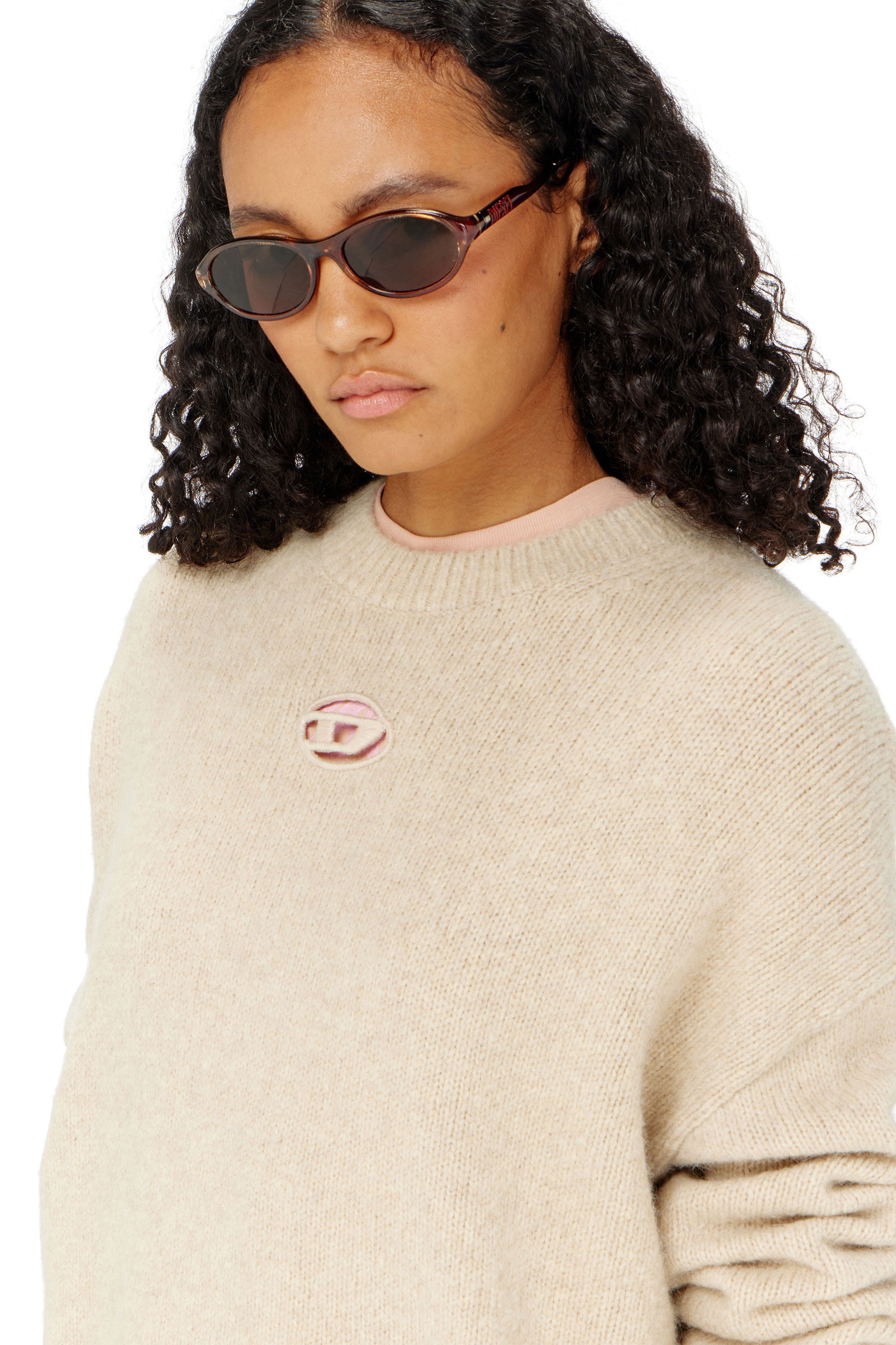 Diesel - M-AREETA, Damen Pullover aus Woll- und Alpakamischung in Beige - 5
