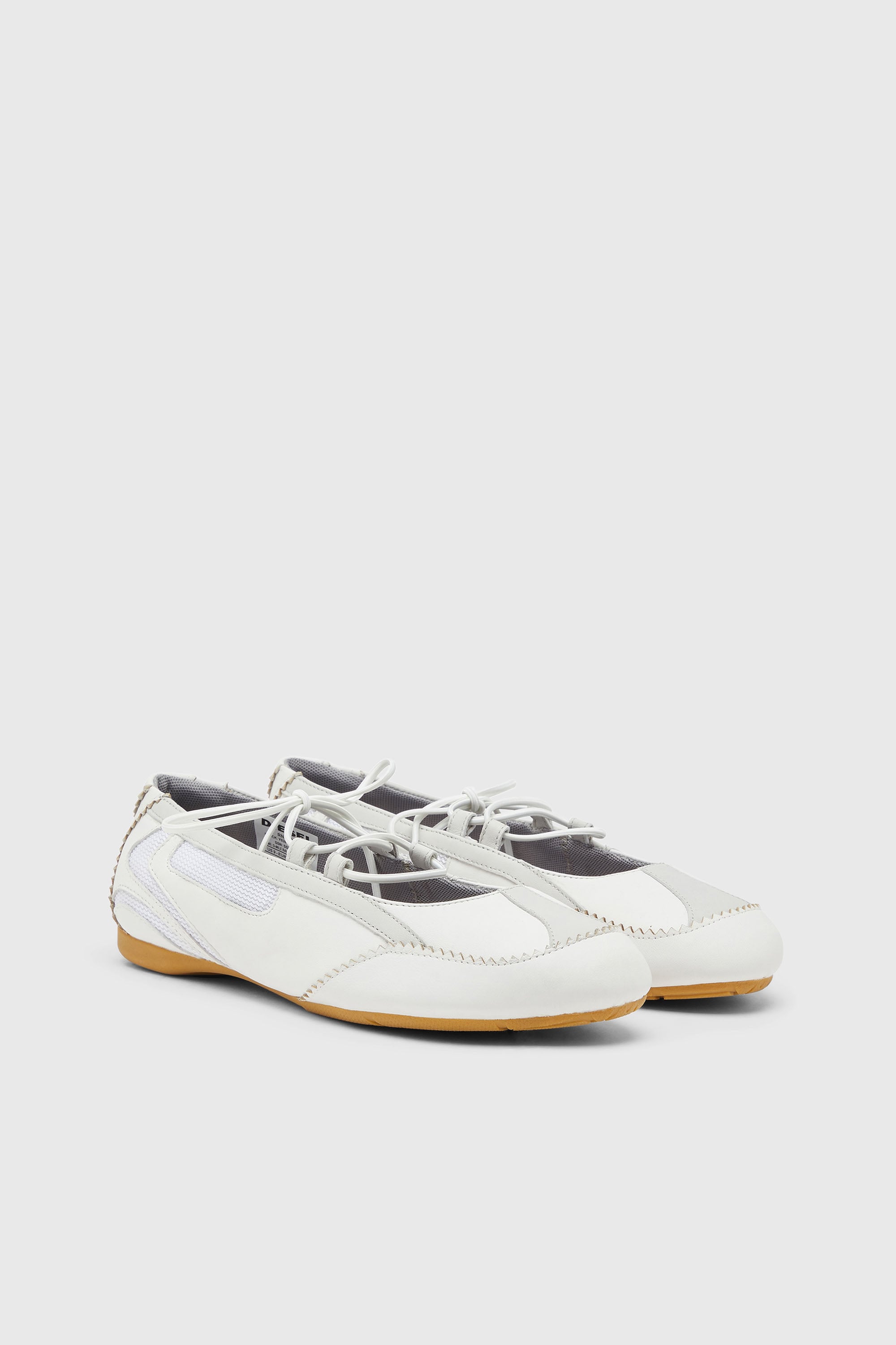 Diesel - D-MILE BALLERINA LACE UP W, Damen D-Mile-Ballerinaschn&uuml;rschuhe aus Leder und Mesh in Wei&szlig; - 2