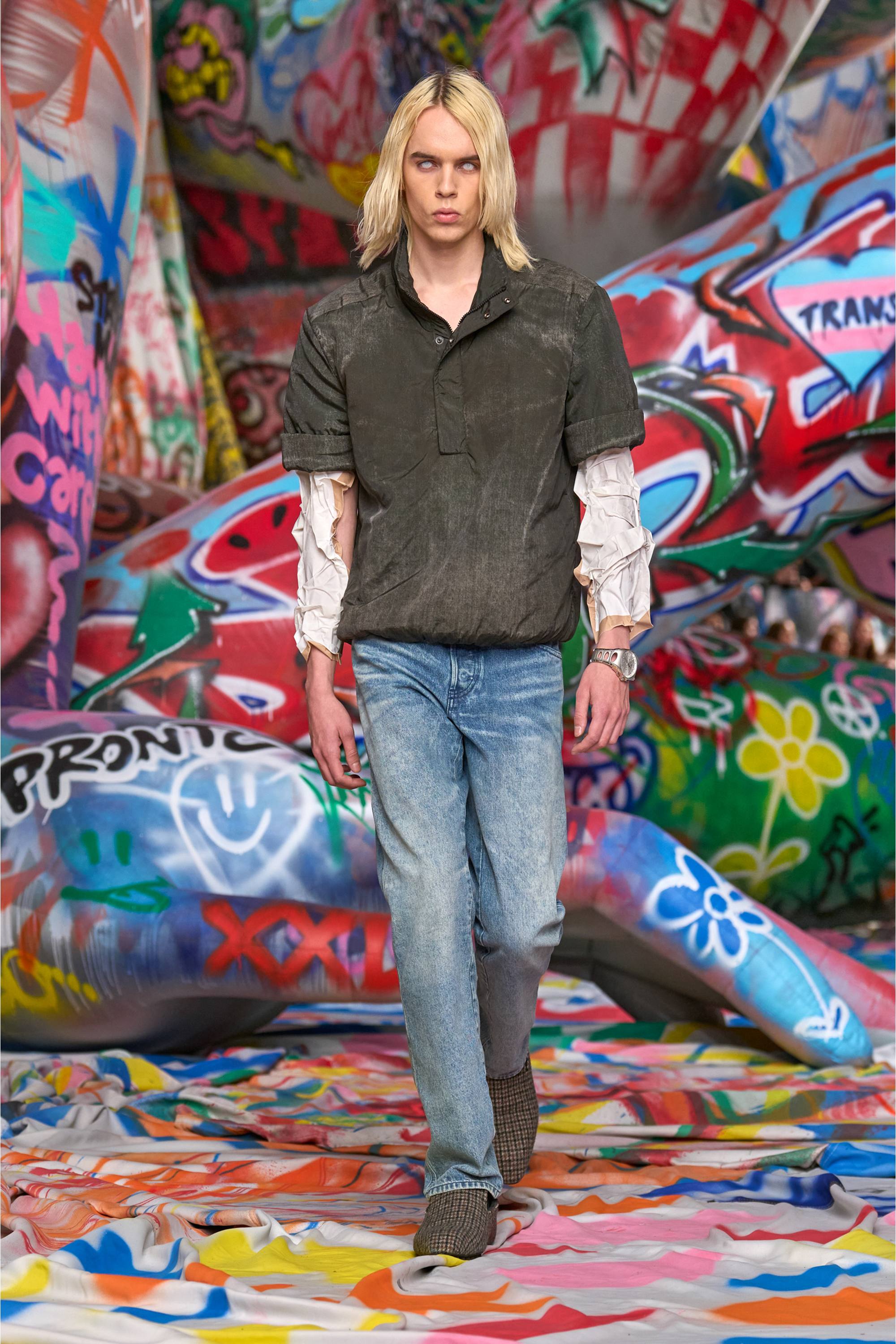 Diesel - J-VALOIS, Herren Kurzarm-Jacke aus Nylon mit Denim-Effekt in Schwarz - 3