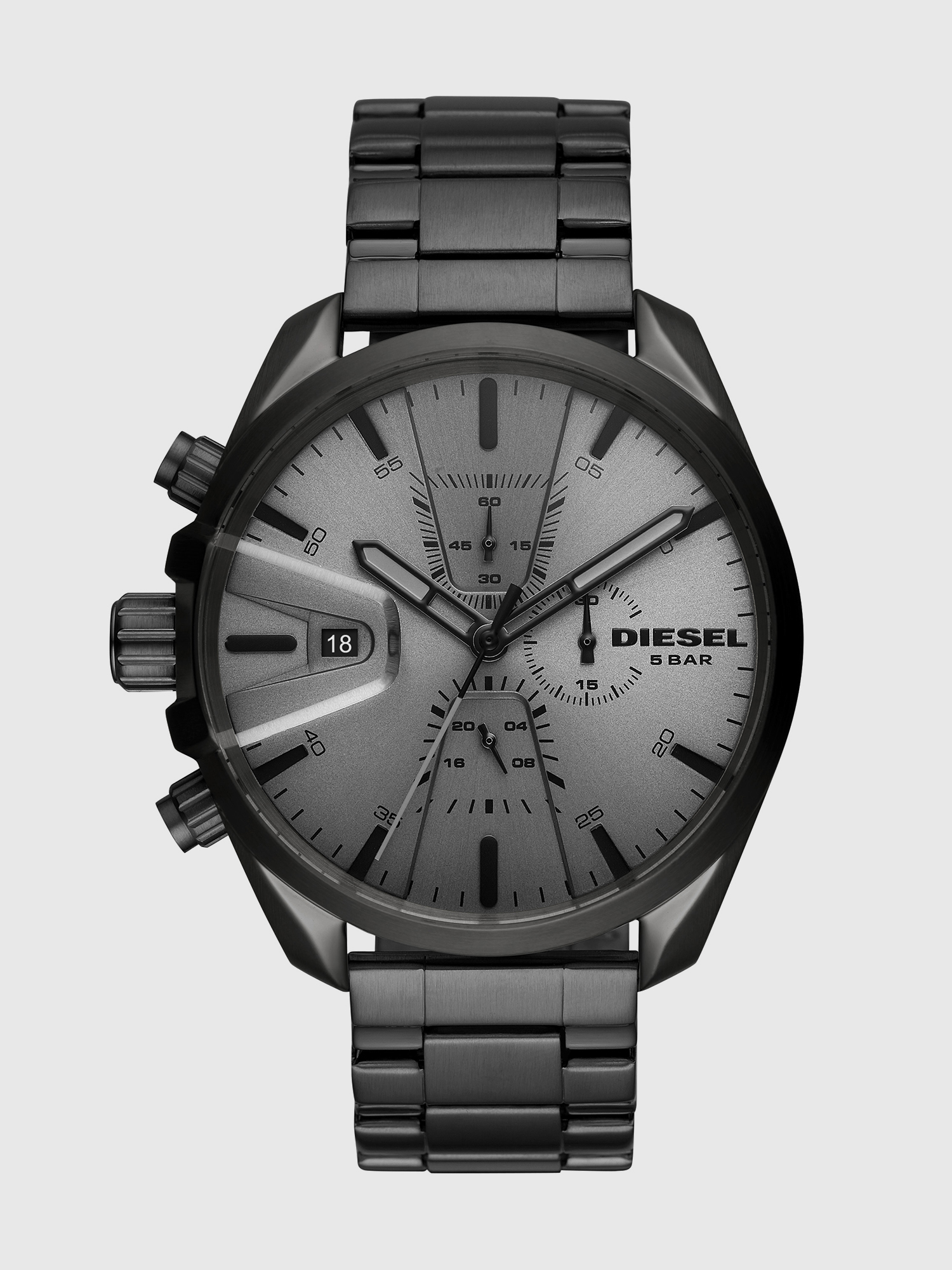 Diesel - DZ4484, Herren Ms9 Chrono Uhr mit grauem Gliederarmband, 47 mm in Silbergrau - 1