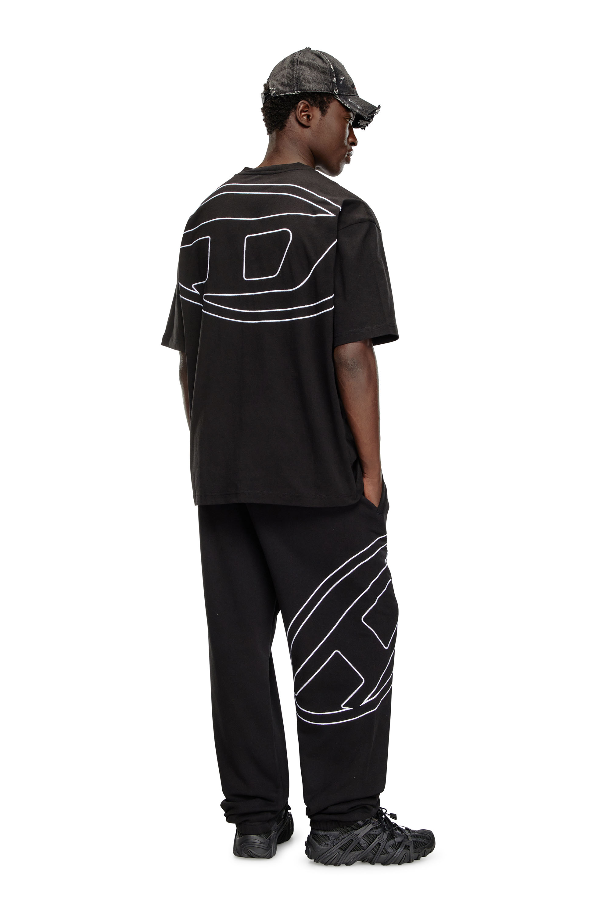 Diesel - T-BOGGY-MEGOVAL-D, Herren T-Shirt mit großer Oval D-Stickerei in Schwarz - 1