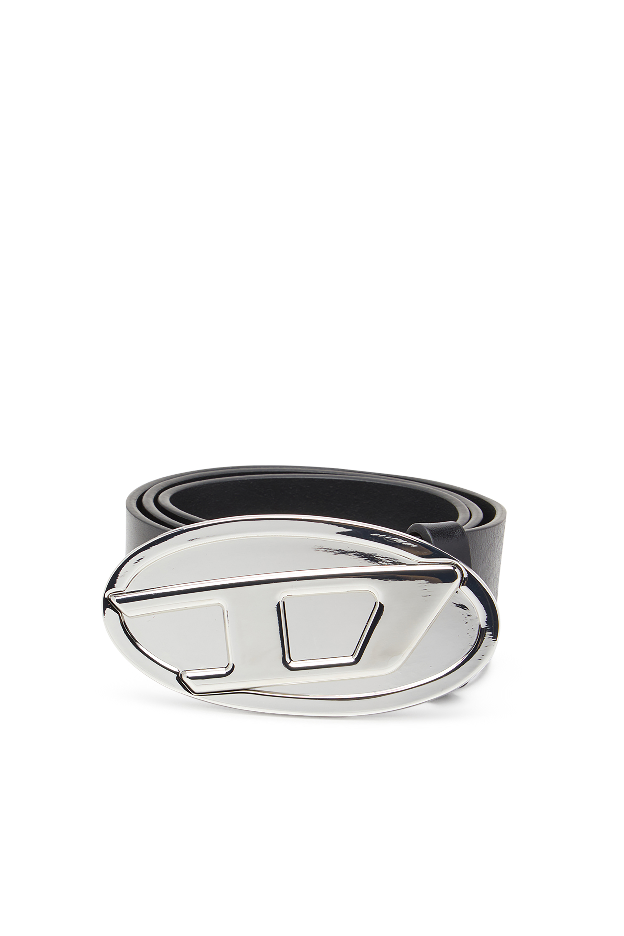 Diesel - B-1DR 2.0, Damen 4 cm breiter Gürtel aus Leder mit Oval D-Plakette in Schwarz - 1