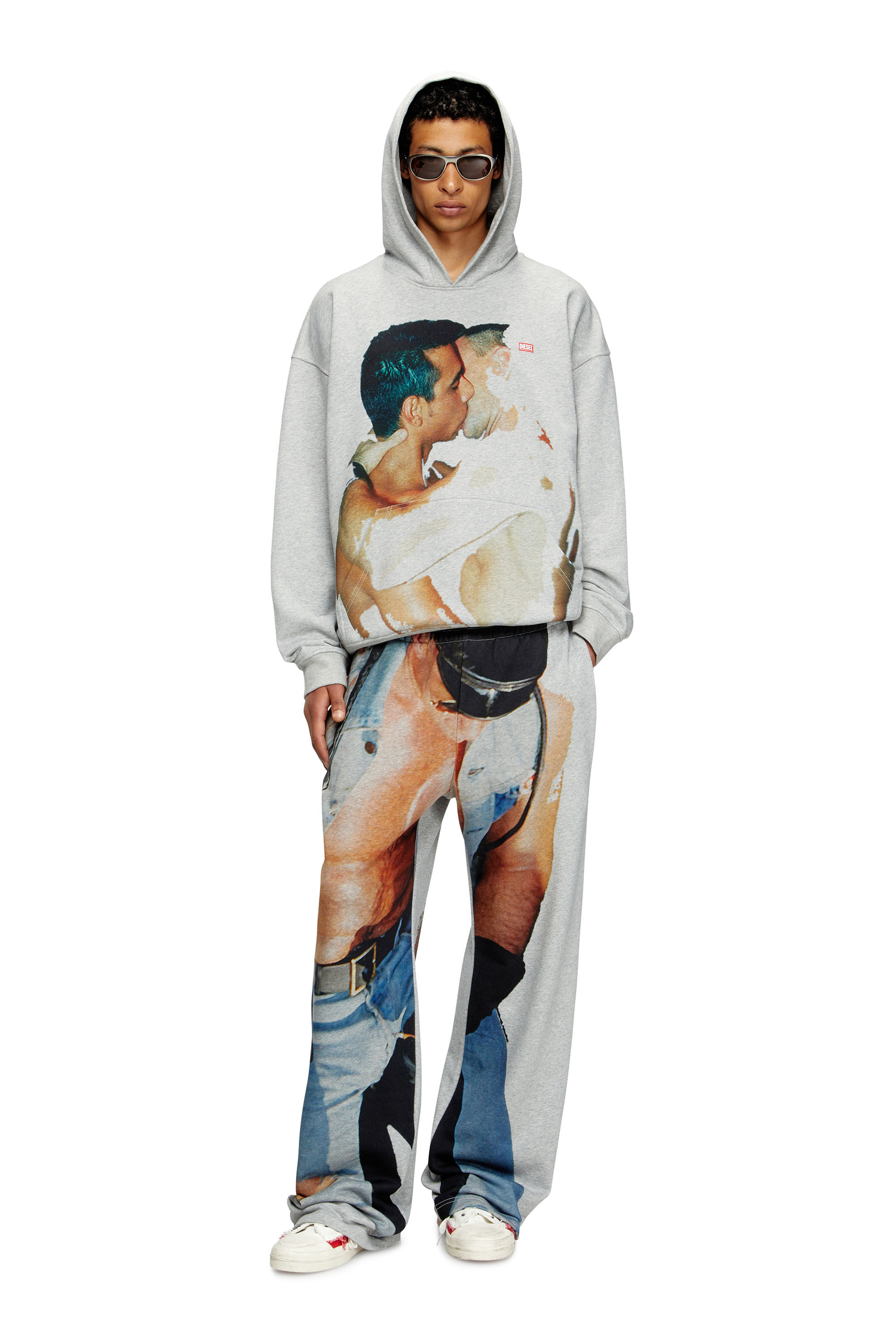 Diesel - PR-S-BOXT-HOOD-TOM25, Unisex Kapuzen-Pullover mit Grafik-Print in Grau - 1