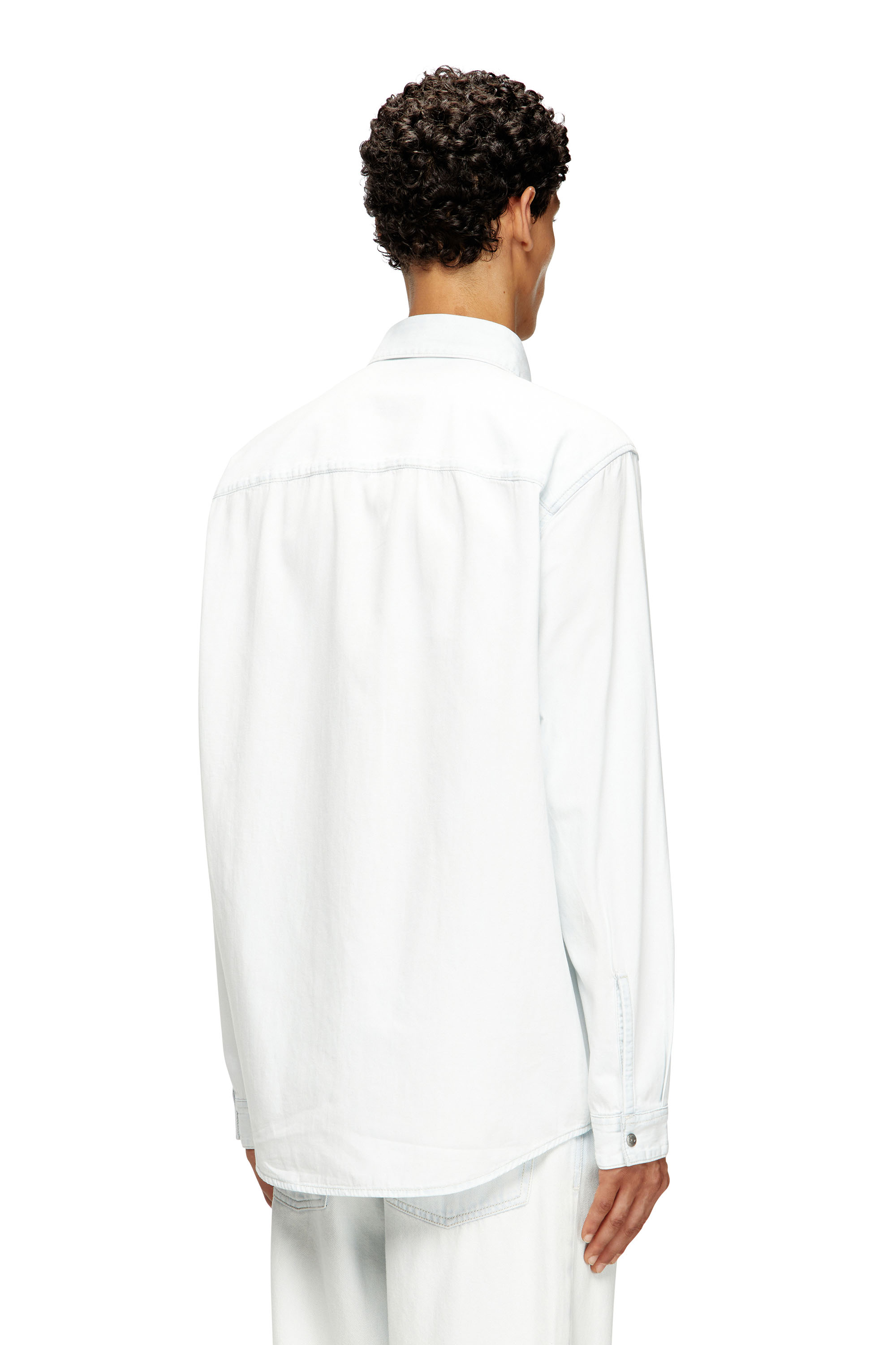 Diesel - D-SIMPLY, Man's Shirt in bleach-effect denim in Light Blue - 4