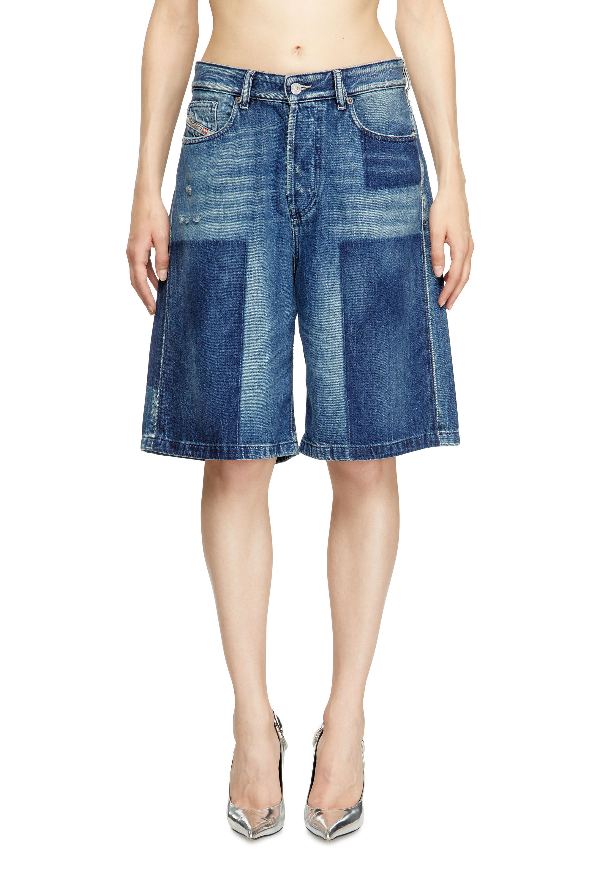 DE-SIRE-SHORT, Mittelblau Diesel - DE-SIRE-SHORT, Damen Shorts in Kontrast-Effekt-Denim in Mittelblau - 3