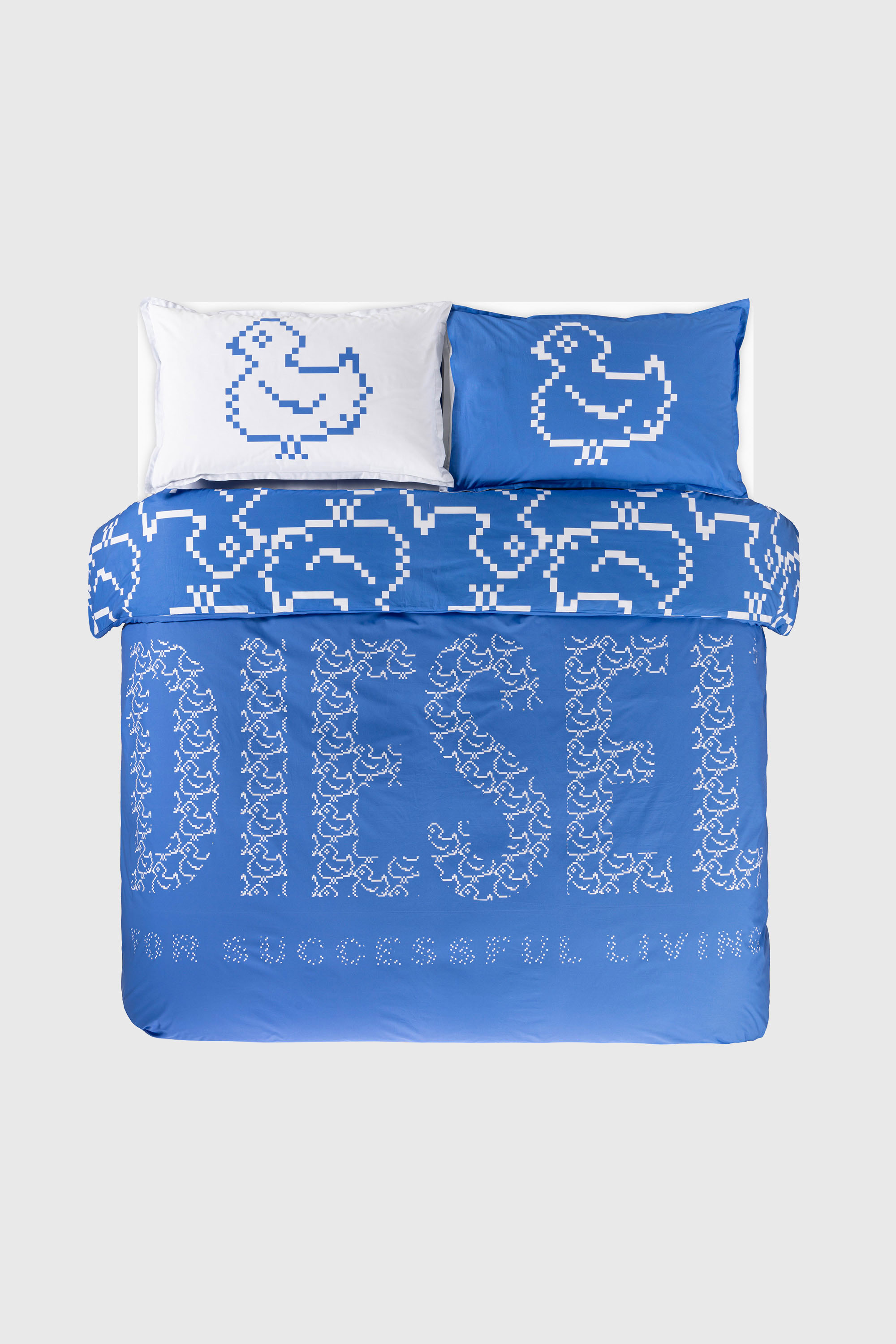 Diesel - 1018141  PIXEL DUCKS BLUE PERCALE DUVET, Unisex Perkal-Bettw&auml;sche-Set f&uuml;r Queen-Size-Bett in Blau - 1