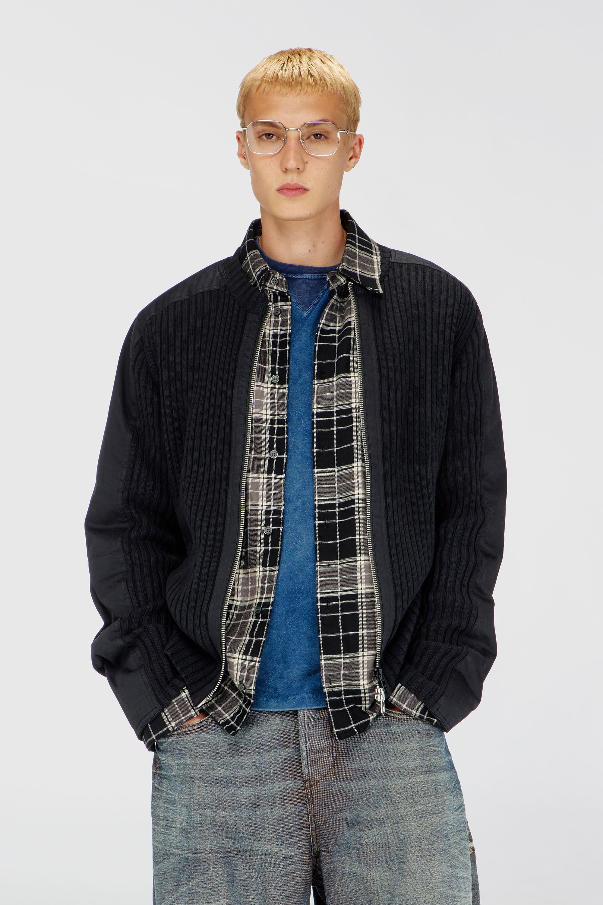 Diesel - K-MATTY, Herren Rei&szlig;verschluss-Cardigan mit Utility-Eins&auml;tzen in Schwarz - 3