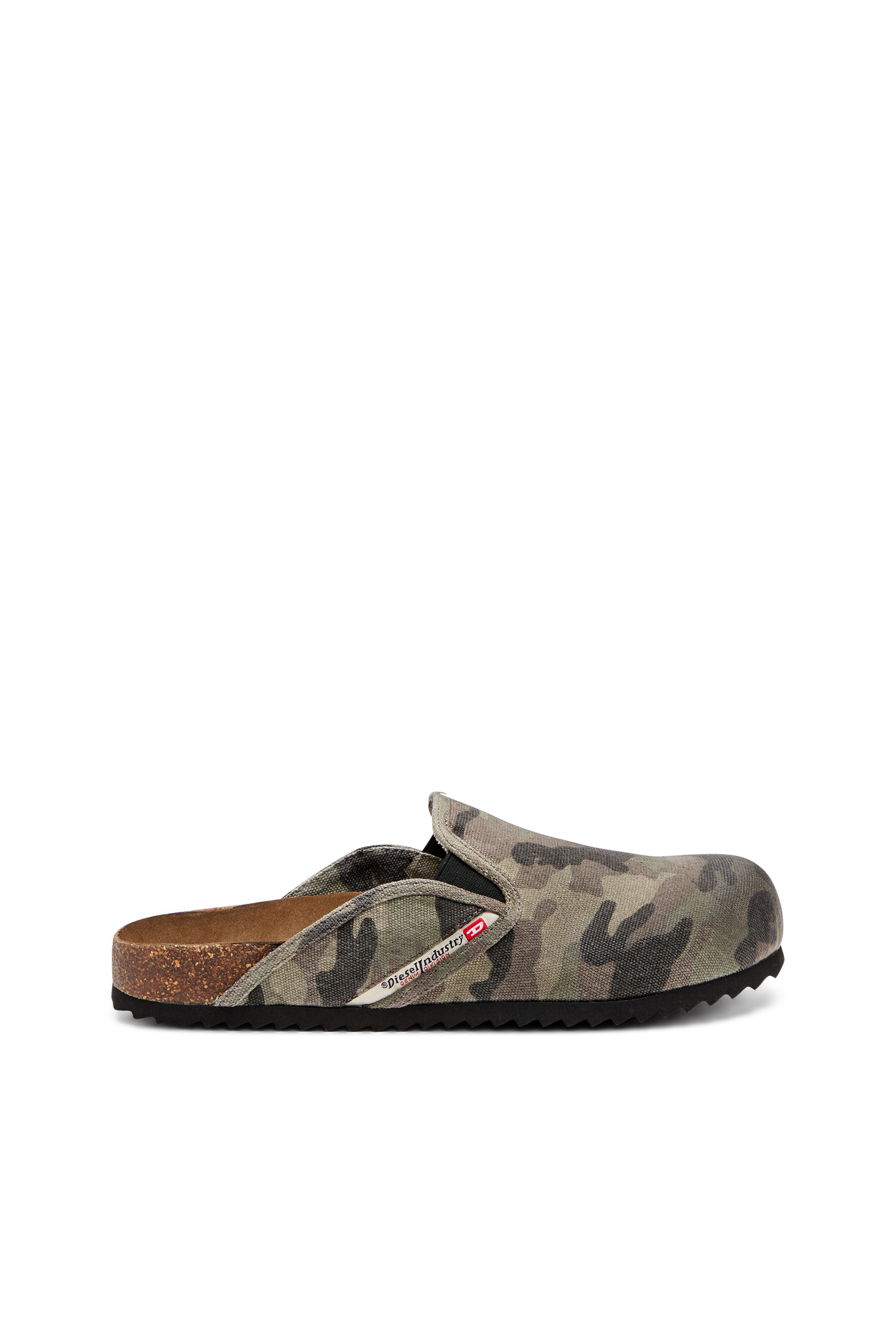 Diesel - D-WOODSTOCK SLIP-ON, Herren Pantoletten aus Camouflage-Canvas in Armeegrün - 1