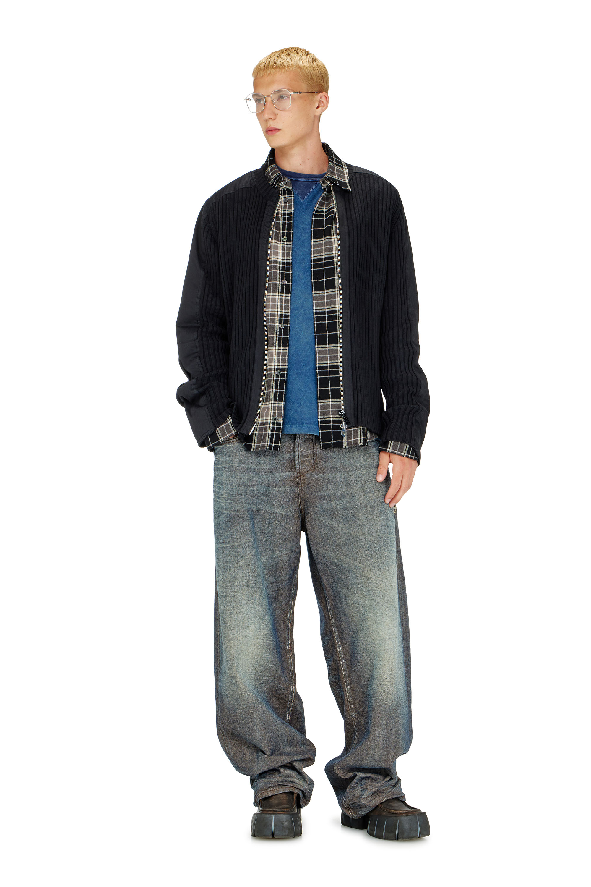 Diesel - K-MATTY, Herren Rei&szlig;verschluss-Cardigan mit Utility-Eins&auml;tzen in Schwarz - 2
