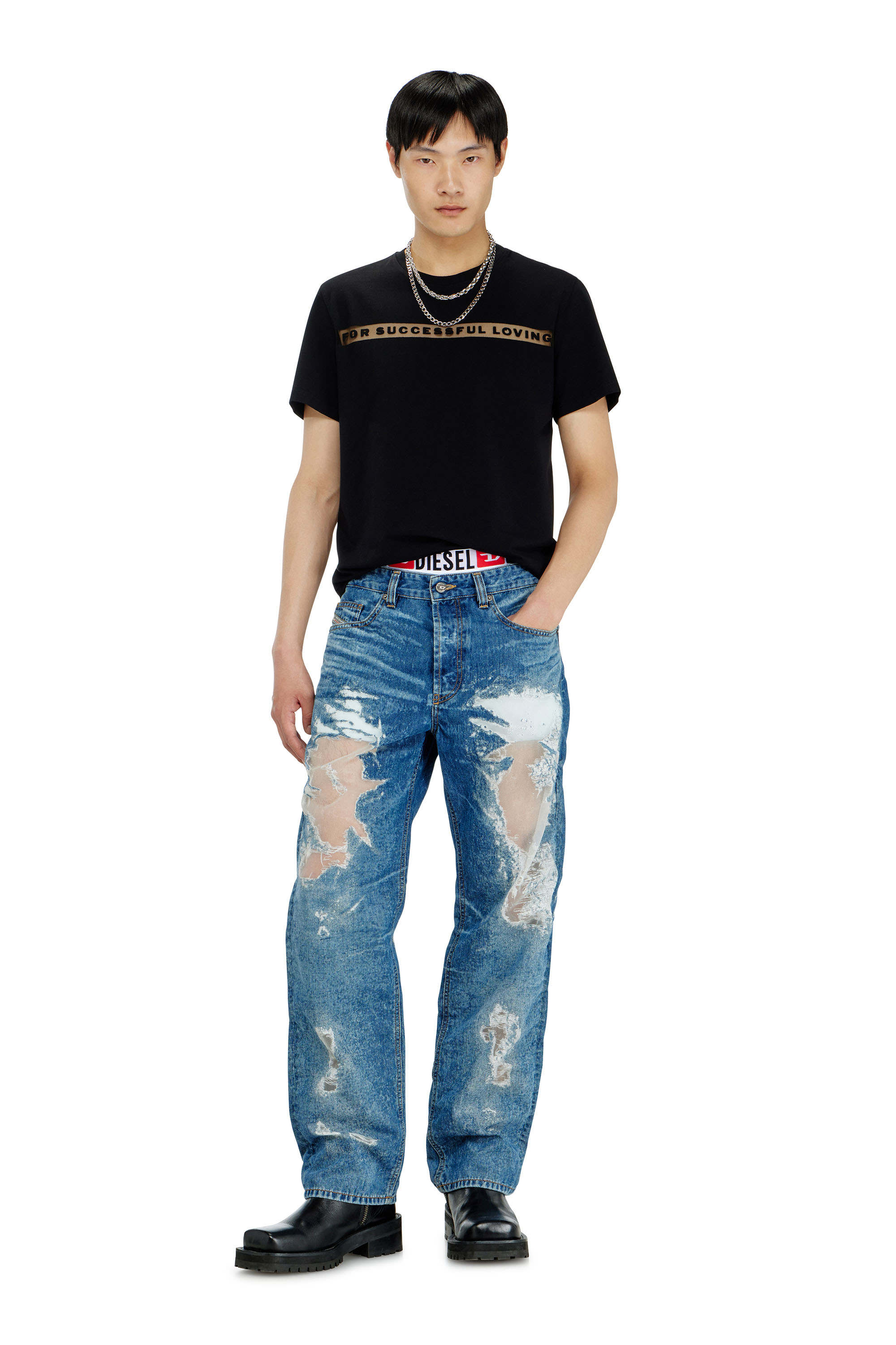 Diesel - PR-T-NOTS-CHI-R, Unisex T-Shirt mit For Successful Loving Logo in Schwarz - 4