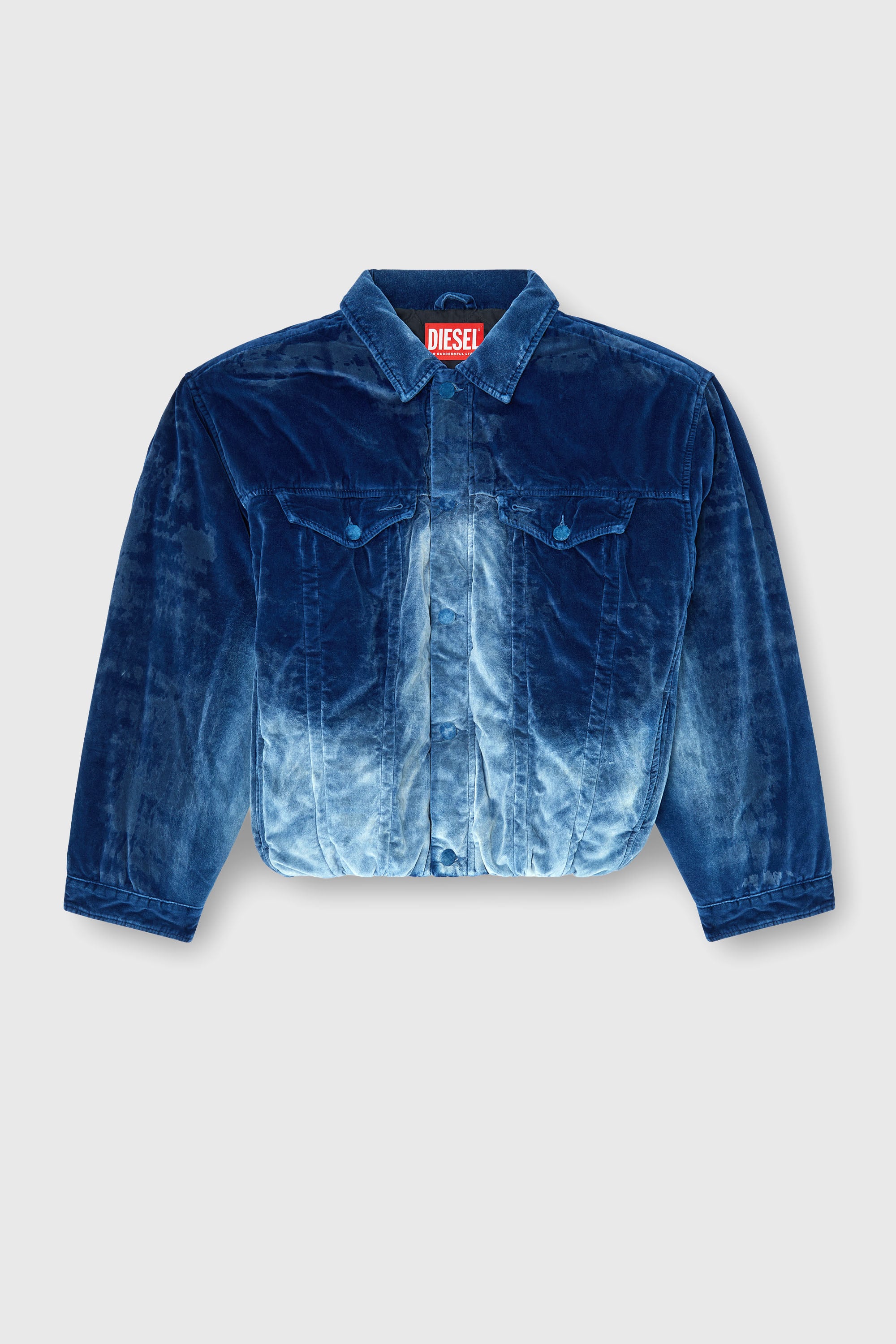 Diesel - D-MORVI-FSJ, Herren Elastische Truckerjacke aus Samt-Denim in Dunkelblau - 2