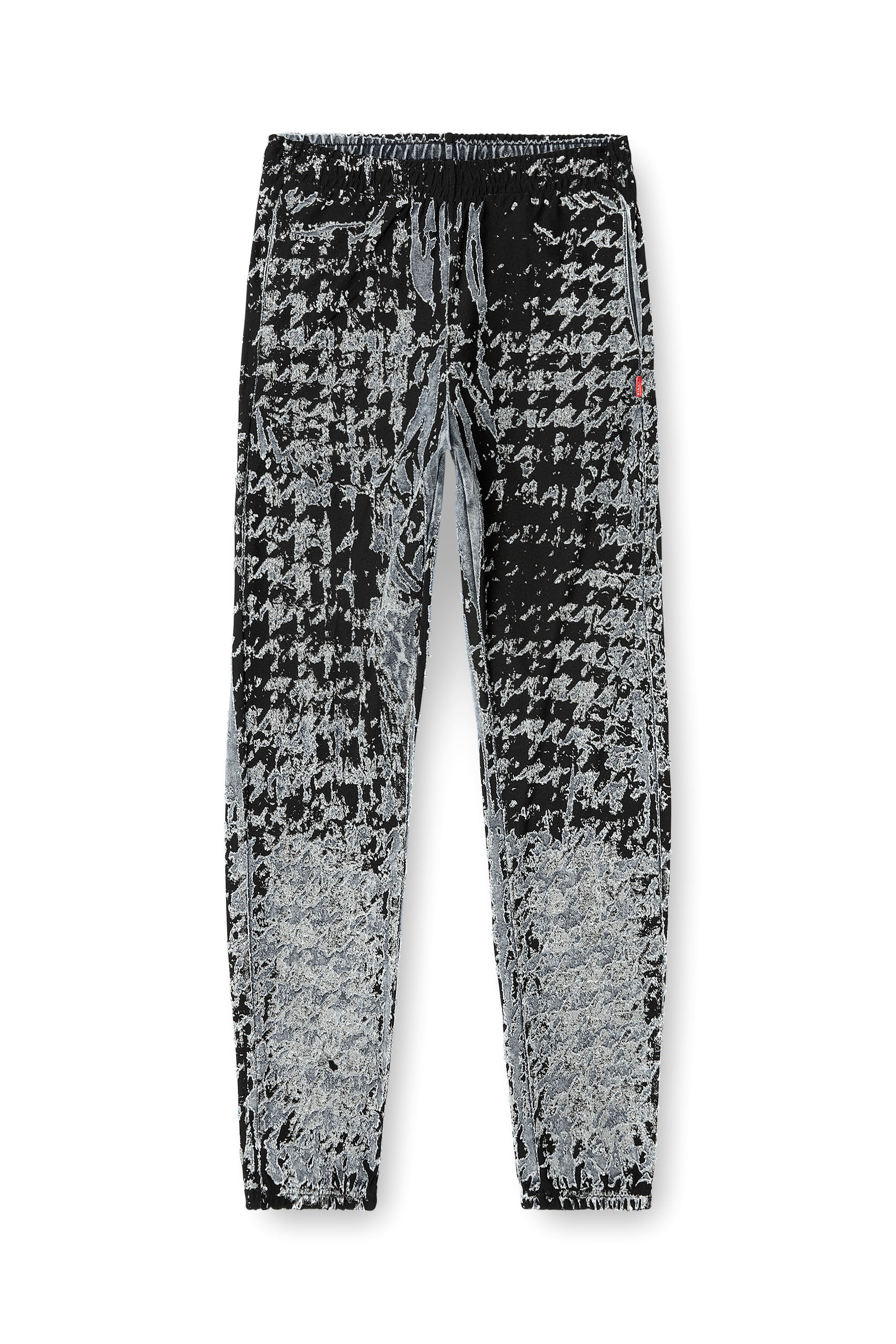 Diesel - P-LABIS, Herren Elastische Hose aus Dévoré-Hahnentritt in Schwarz/Weiss - 3