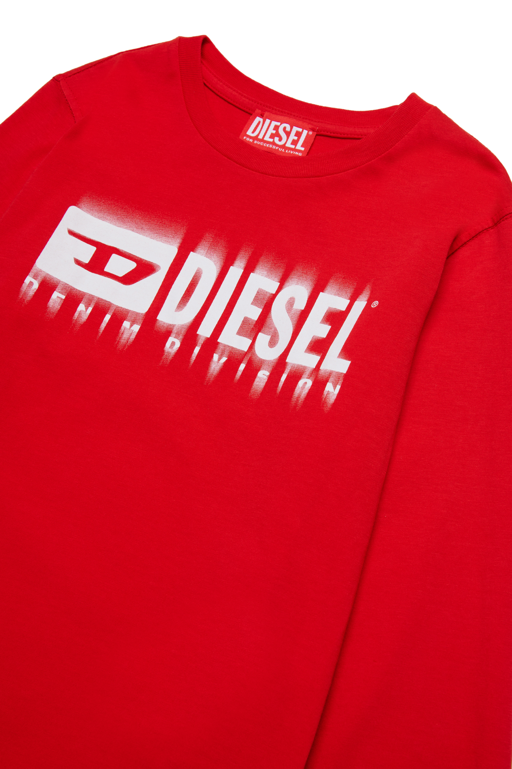 Diesel - TDIEGORL6LS, Herren Langarm-T-Shirt mit verschmiertem Logo in Rot - 3