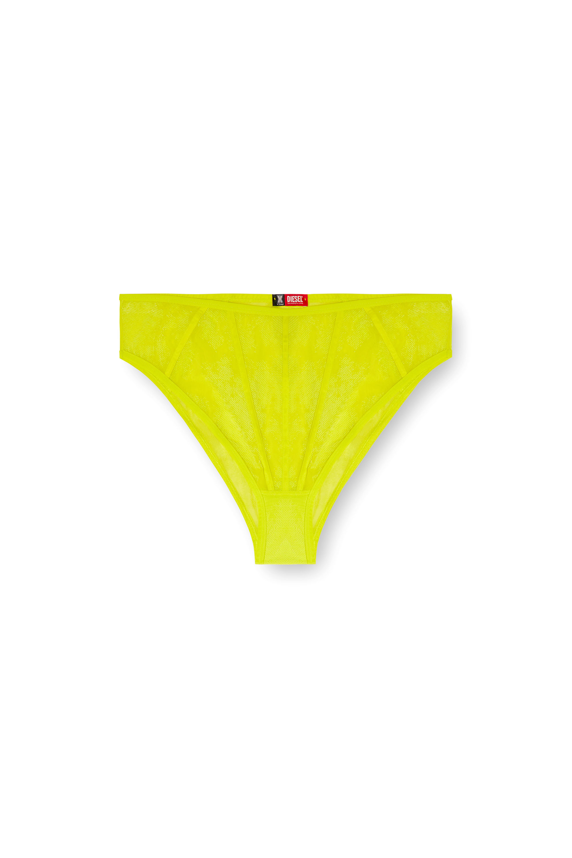 Diesel - C-MESH-HIGH-WAIST-BRIEF, Damen Hochtaillierter Slip aus beflocktem Mesh in Neongrün - 5