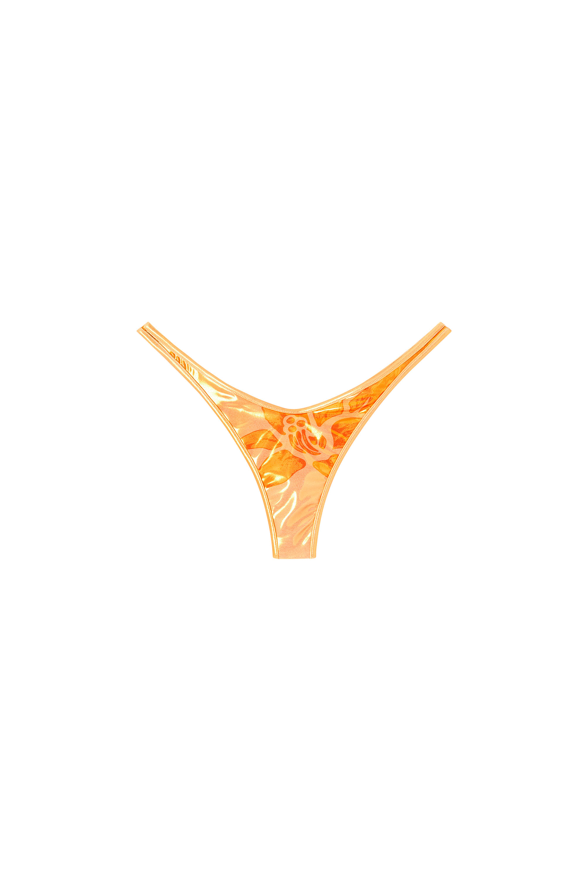 Diesel - MICRO-PUNCHY-D-CORE, Damen Metallischer Bikini-Tanga mit Lotus-Print in Orange - 4