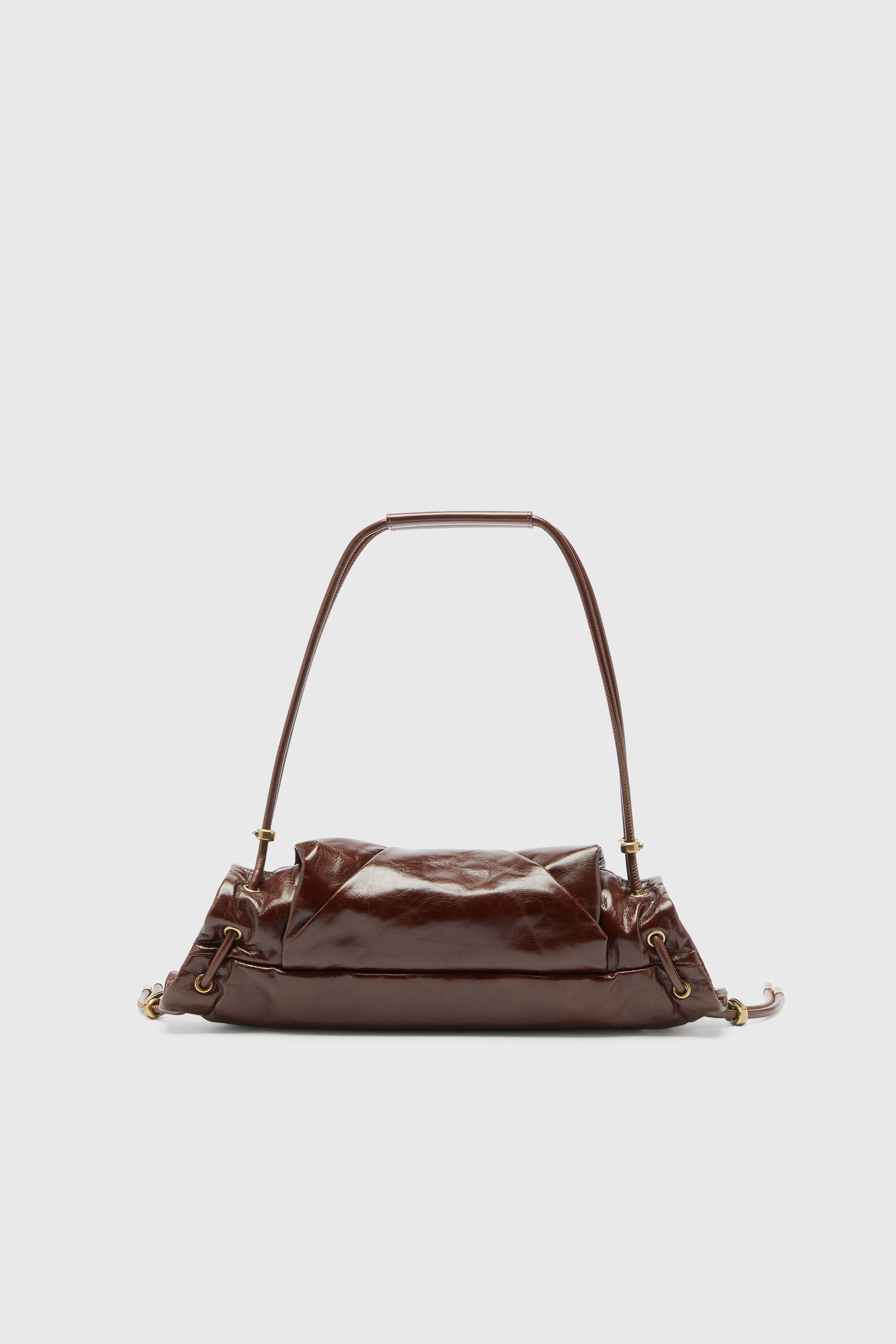 Diesel - SCRUNCH-D SHOULDER S, Damen Scrunch-D-Schultertasche aus Knitter-Leder in Braun - 2
