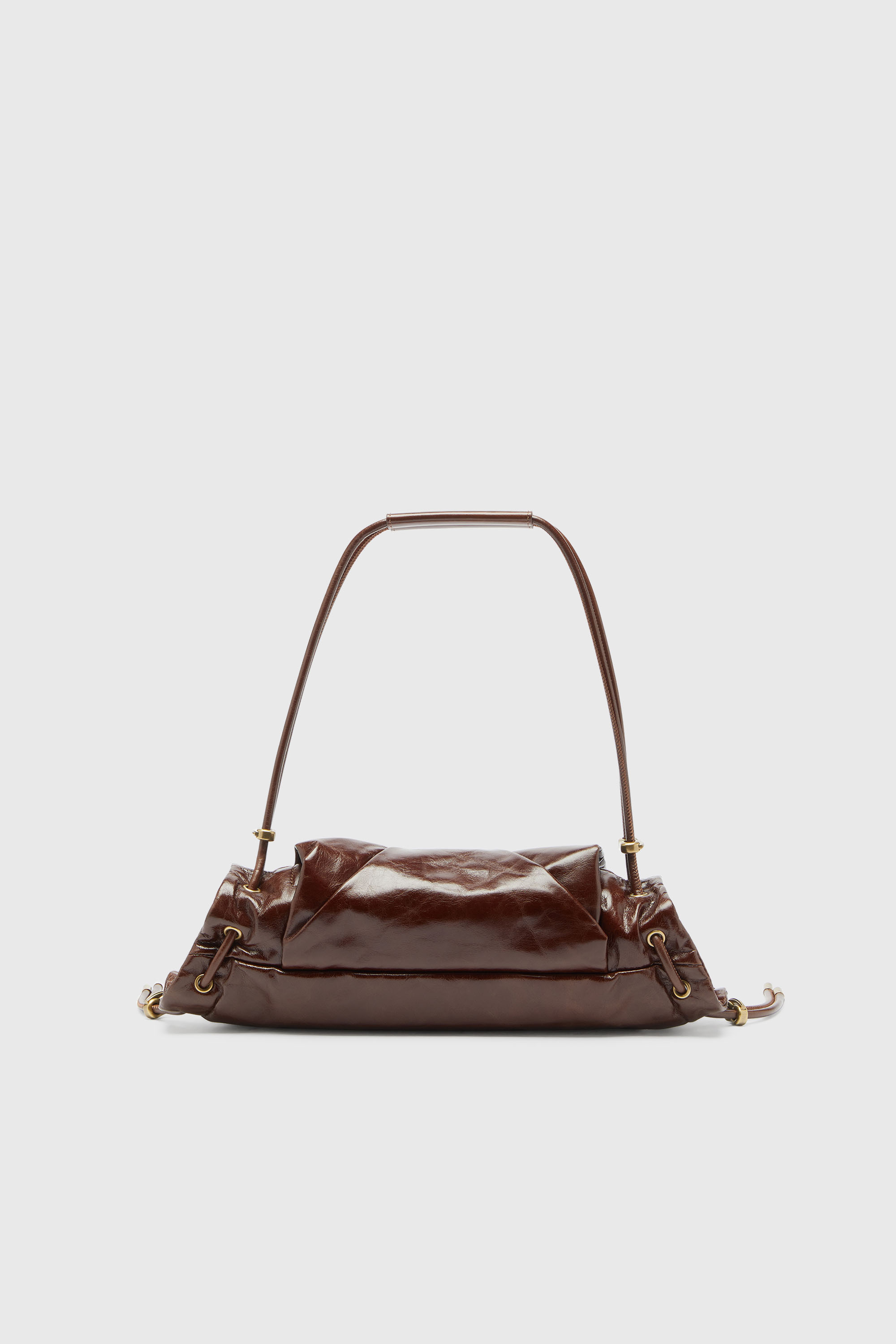 Diesel - SCRUNCH-D SHOULDER S, Damen Scrunch-D-Schultertasche aus Knitter-Leder in Braun - 2